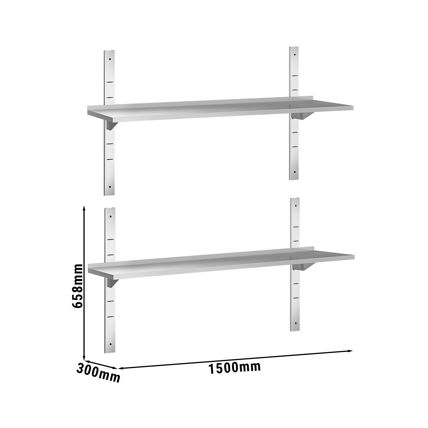 Étagère murale PREMIUM - 1500 x 300 mm - avec 2 niveaux