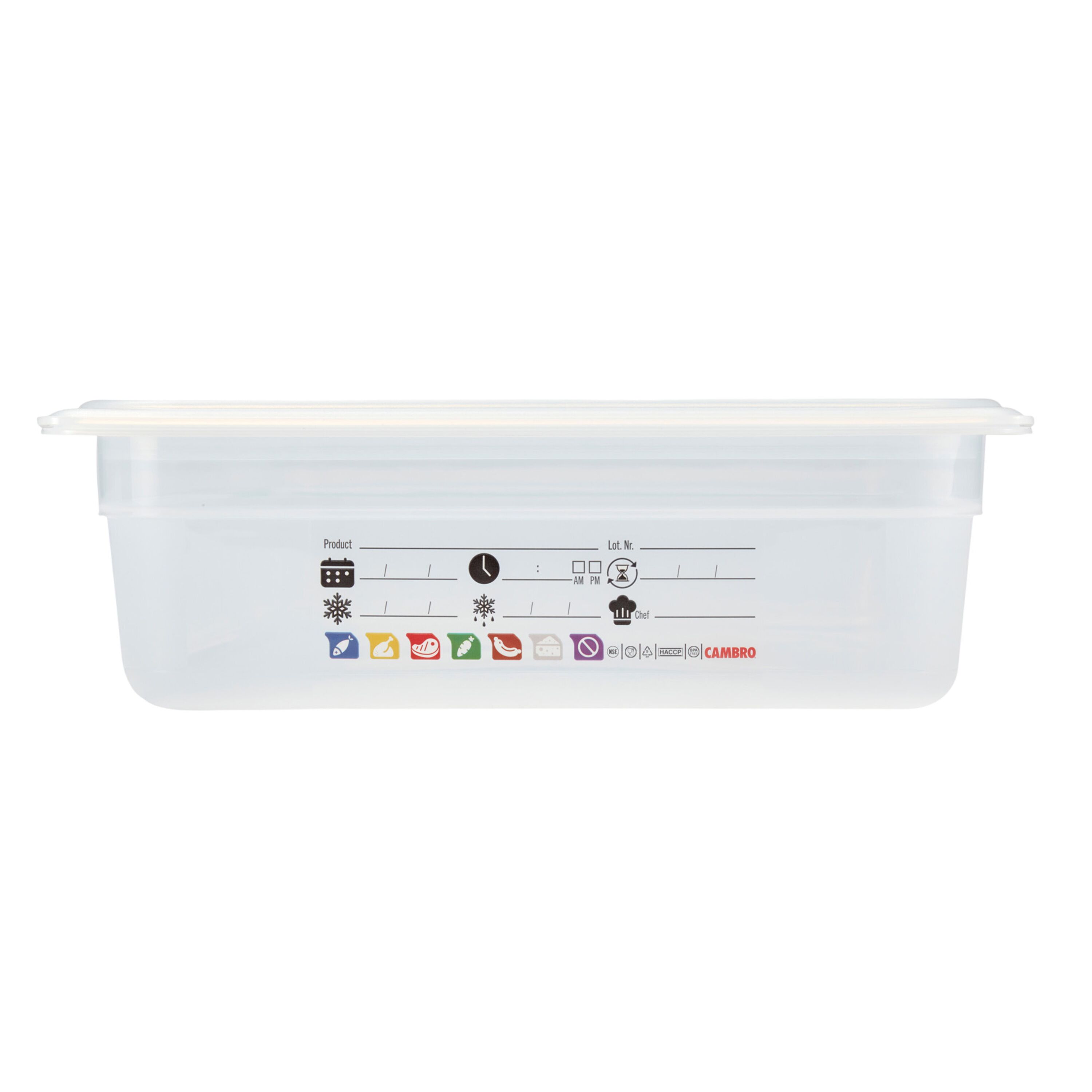 (6 pièces) CAMBRO | SafeTrak - Récipients en polypropylène GN 1/1 - laiteux - Hauteur : 100mm