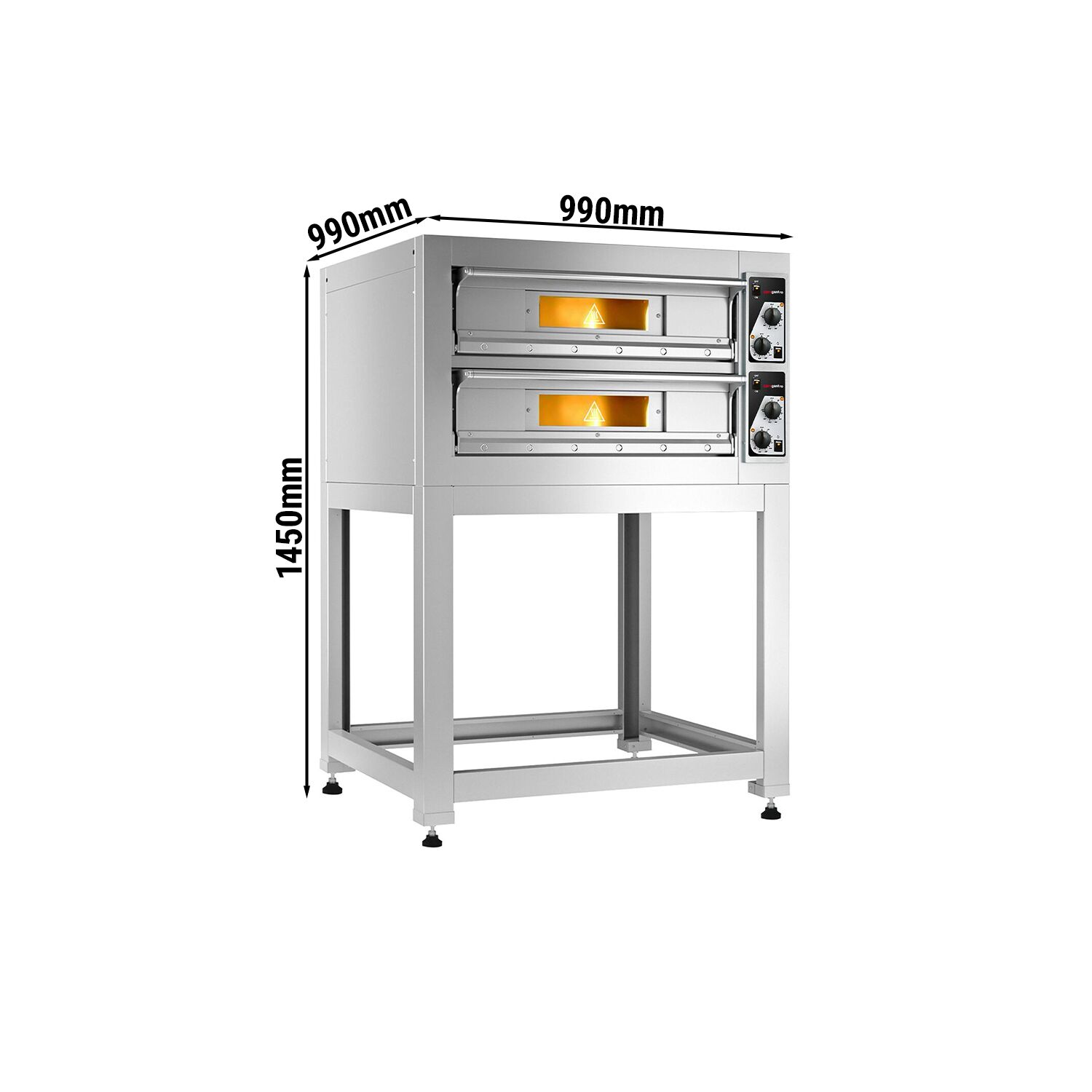 Four à pizza électrique – 4+4 x 33 cm – Manuel – incl. support inférieur