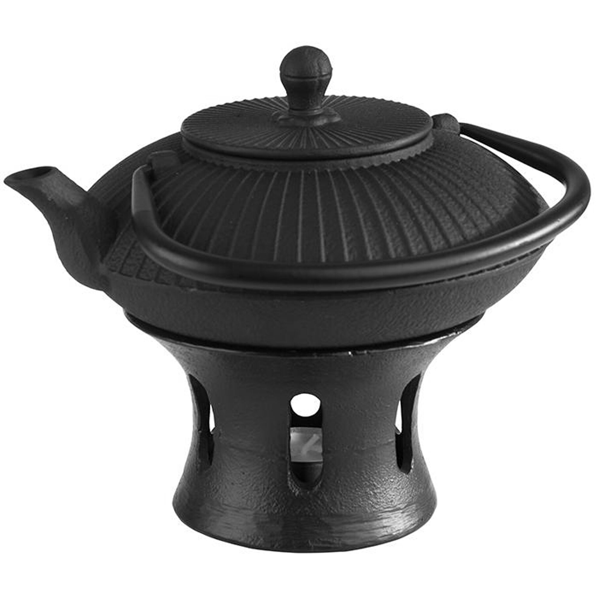(6 pcs) Stövchen - "ASIA" - Noir - Fonte - 130x130x75mm - avec couvercle amovible