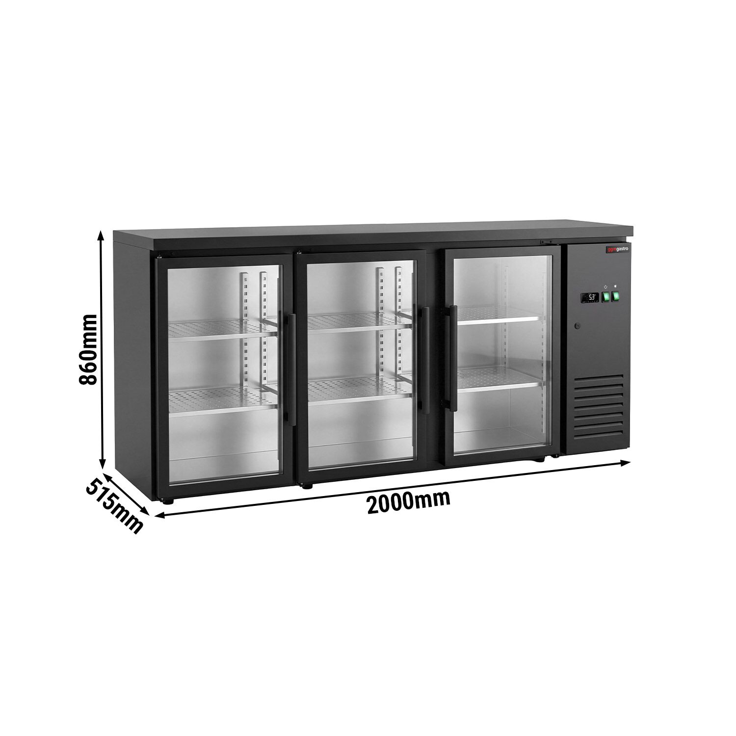 Commercial Back Bar Cooler ECO – 2000 mm – with 3 Glass Doors – with RGB LED Lighting