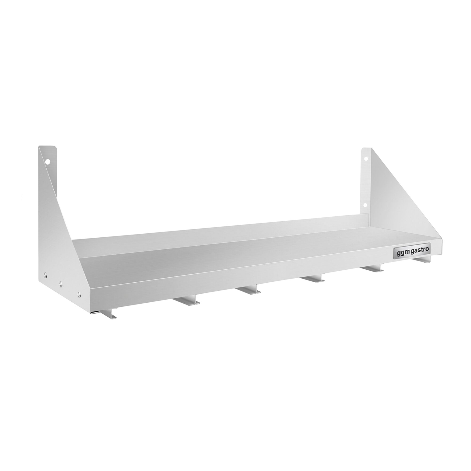 Étagère murale en inox pour Bacs GN 5x GN 1/6 - 1000x300mm - 1 niveaux - incl. glissières pour bacs GN
