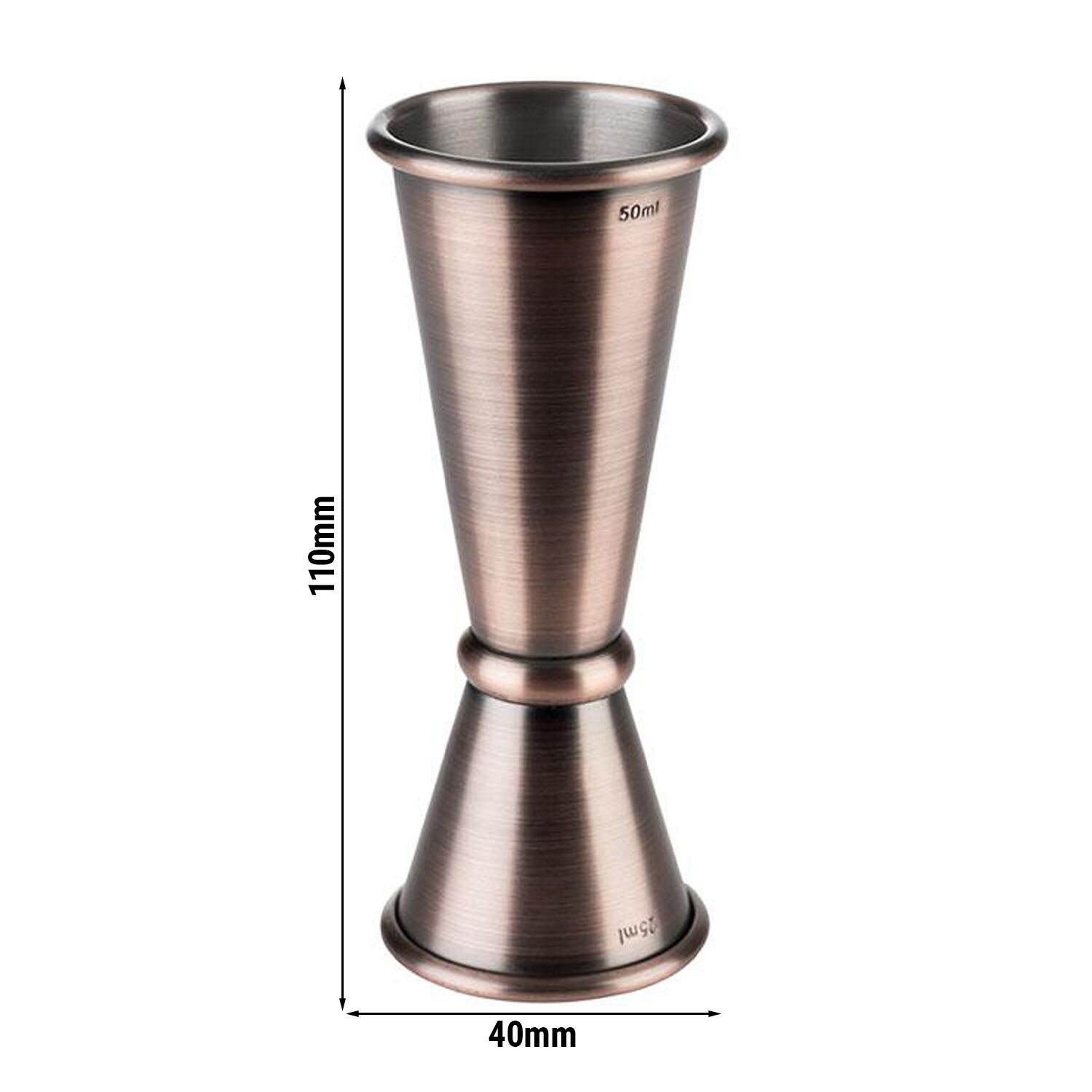 (6 pcs) Jigger double - acier inoxydable - 2,5cl/5cl (25/50 ml) - avec repère(s) 1,5cl/3,5cl