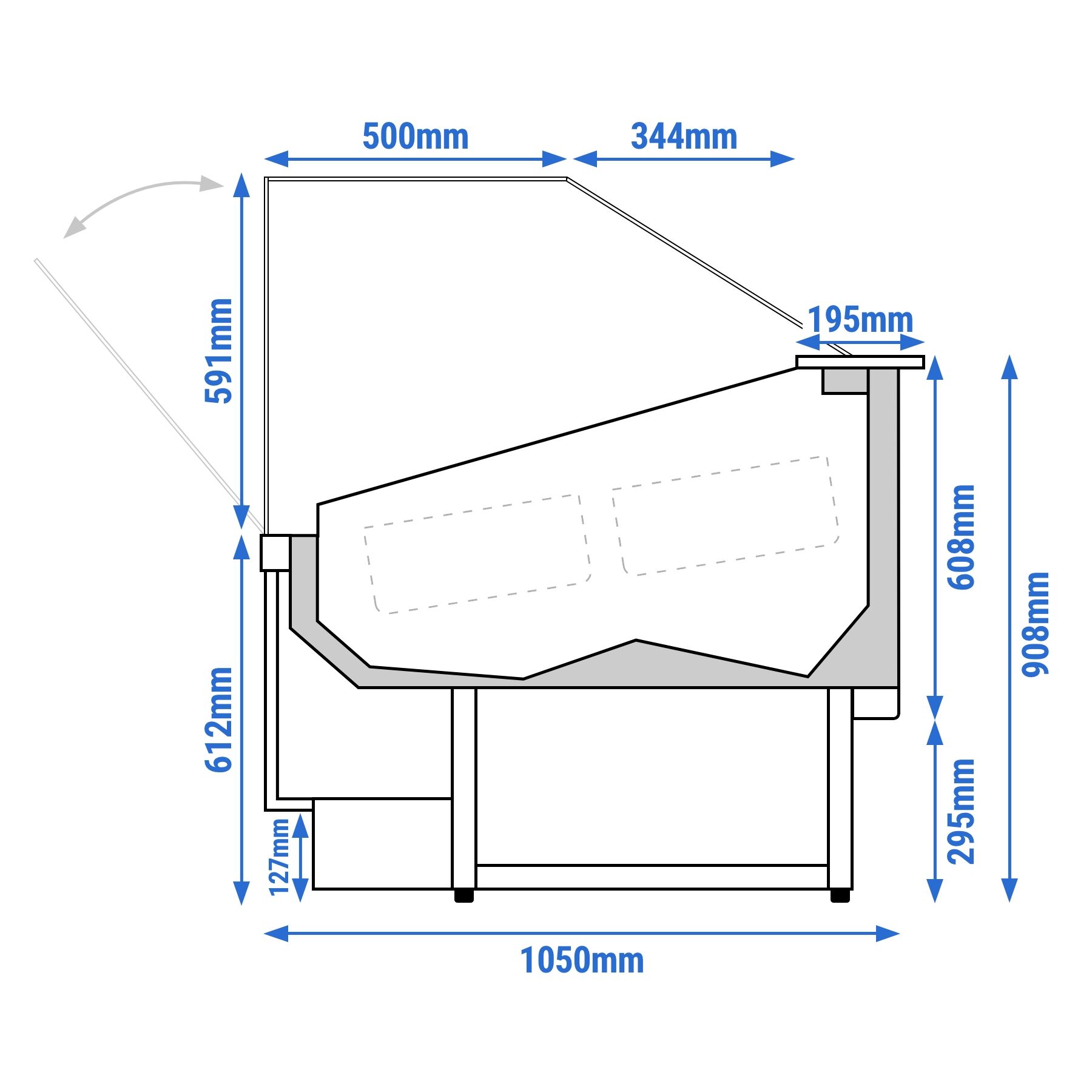 Vitrine à glace IVY – 1606 mm – refroidissement ventilé – pour 16 bacs à glace de 5 litres – Blanc