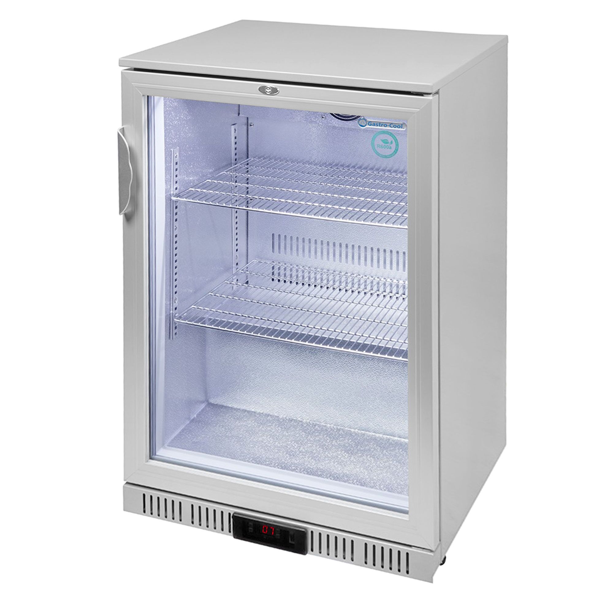 GASTRO-COOL | Barkyl – 600 mm – 128 liter – med 1 glasdörr – Silver