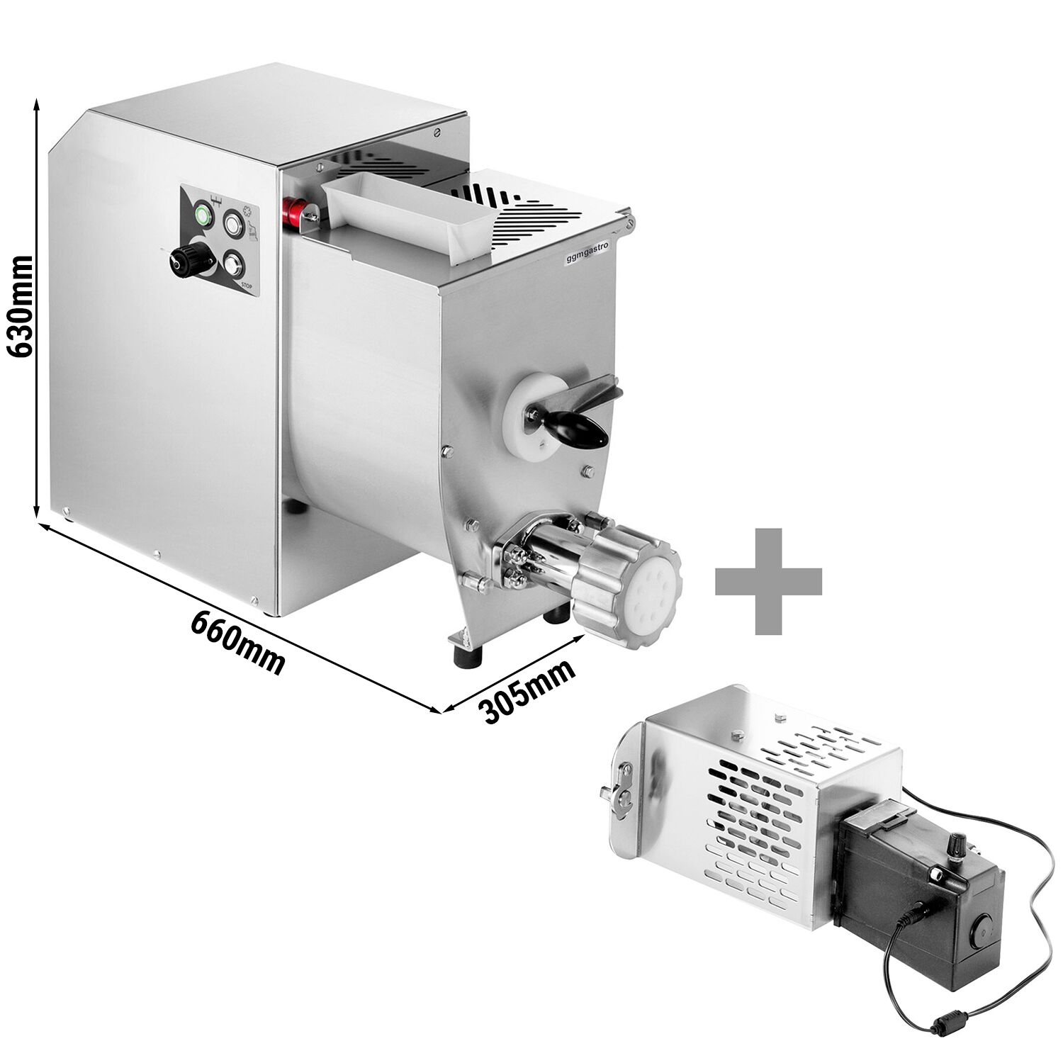 Machine à pâtes électrique – 8,4 kg/h – 750 watts – Ø 75 mm filière – incl. coupe-pâtes