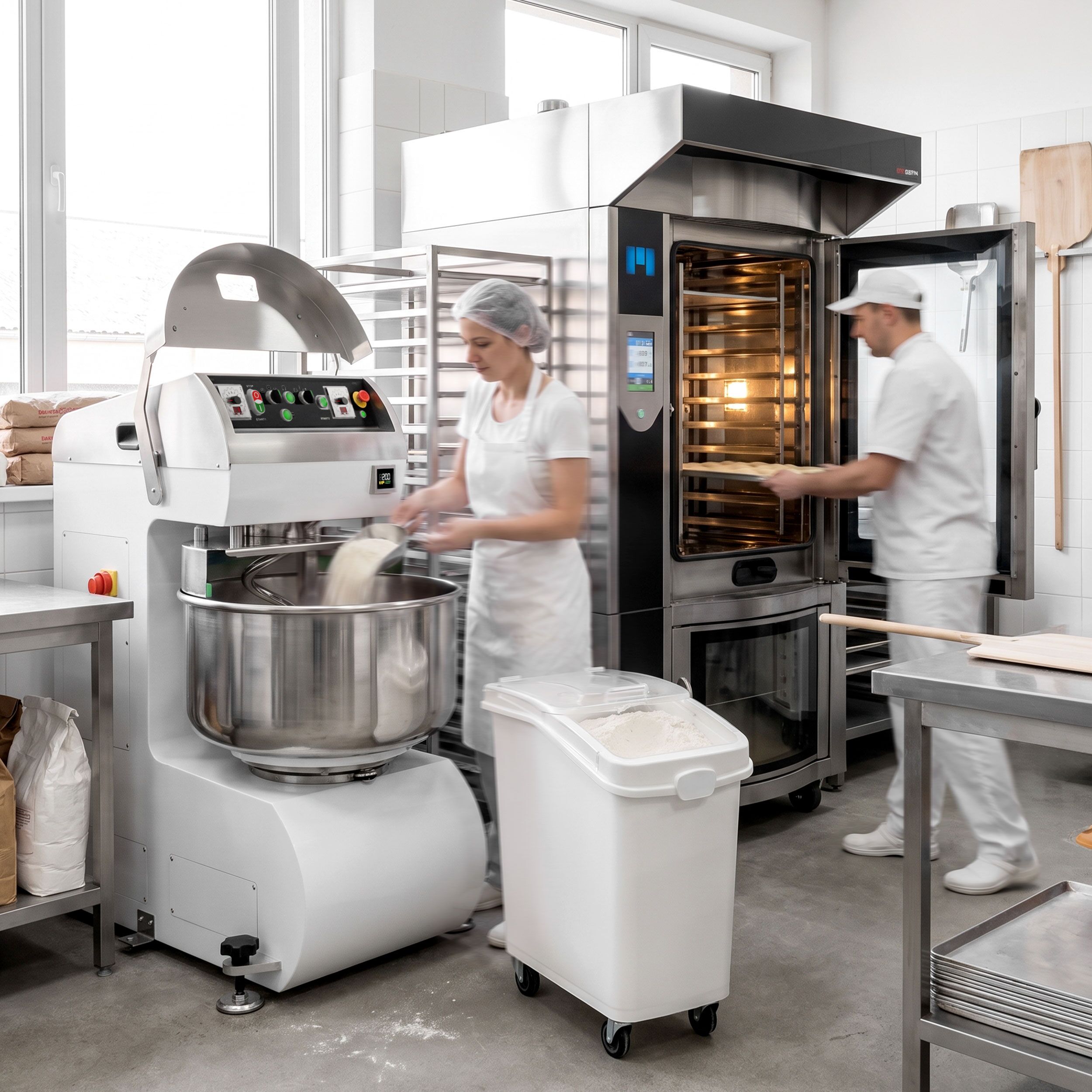 Impastatrice a spirale per panifici - 298L / 200kg - 2 velocità - testa fissa - a doppio motore - con timer - 400V trifase - per panificazione