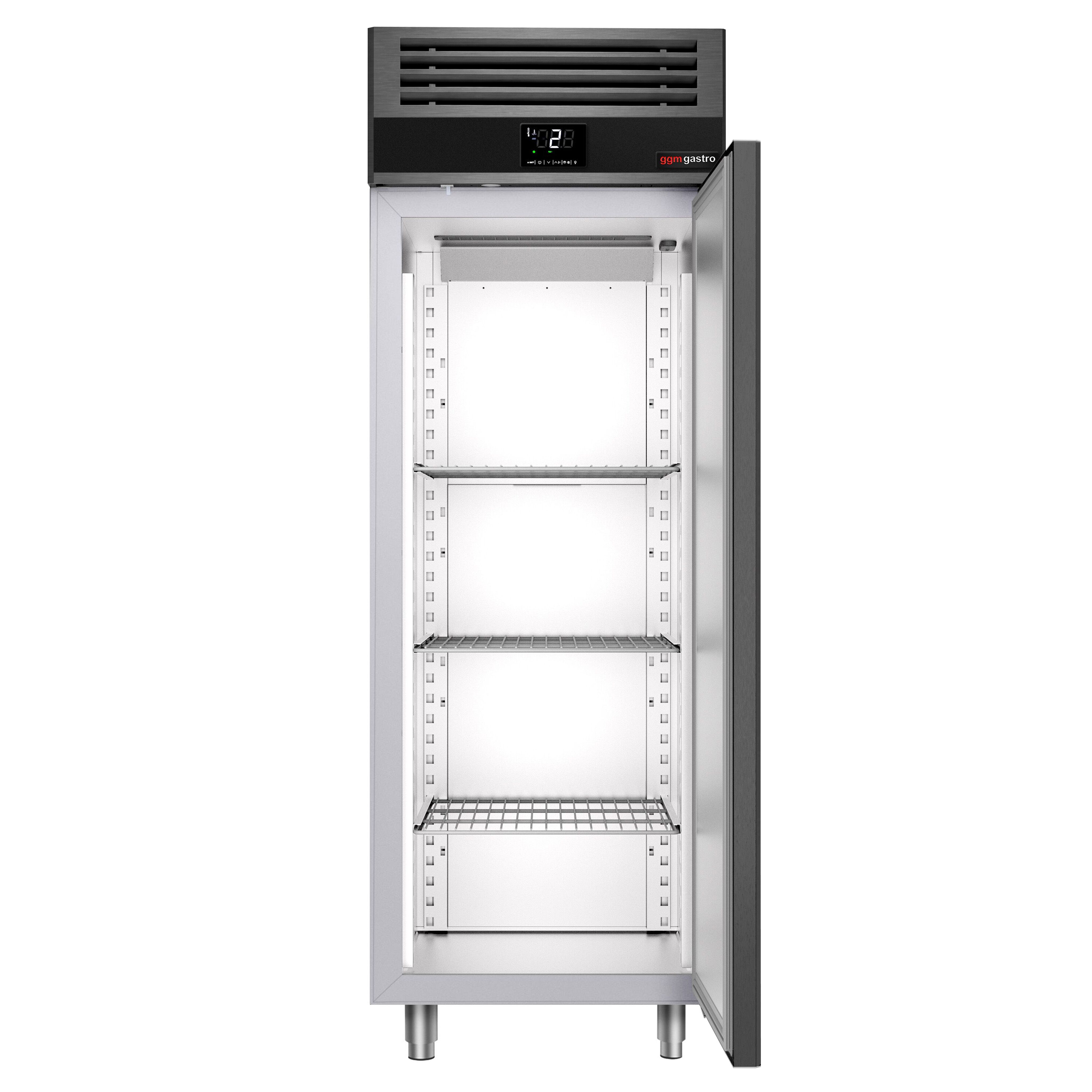 Armoire réfrigérée positive Inox AISI 304 PREMIUM - GN 2/1 - 700 L - avec 1 porte & Glissières GN & 4 grilles GN 2/1 - Anthracite