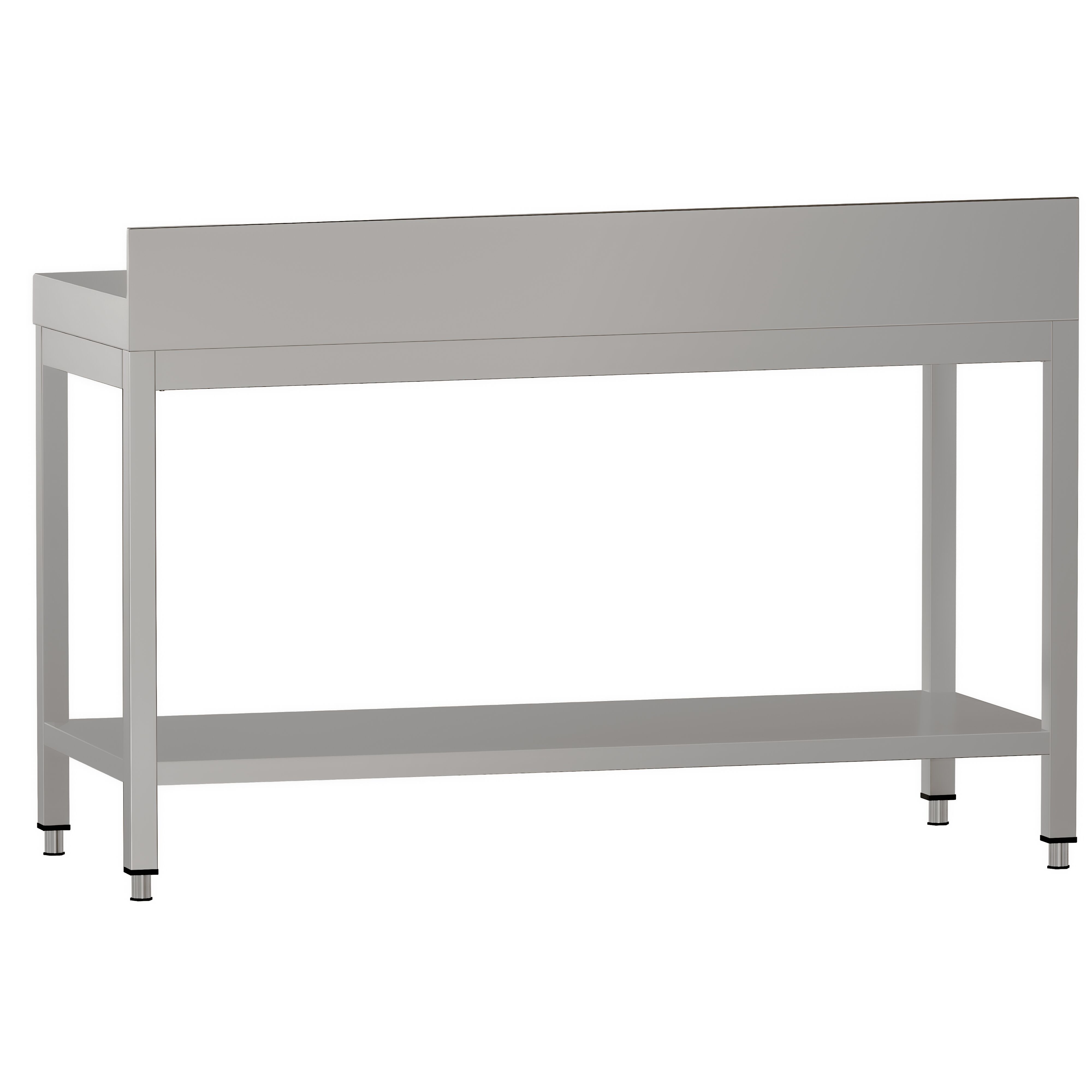 Table de travail en inox ECO – 1400 × 600 mm – avec tablette inférieure & dosseret