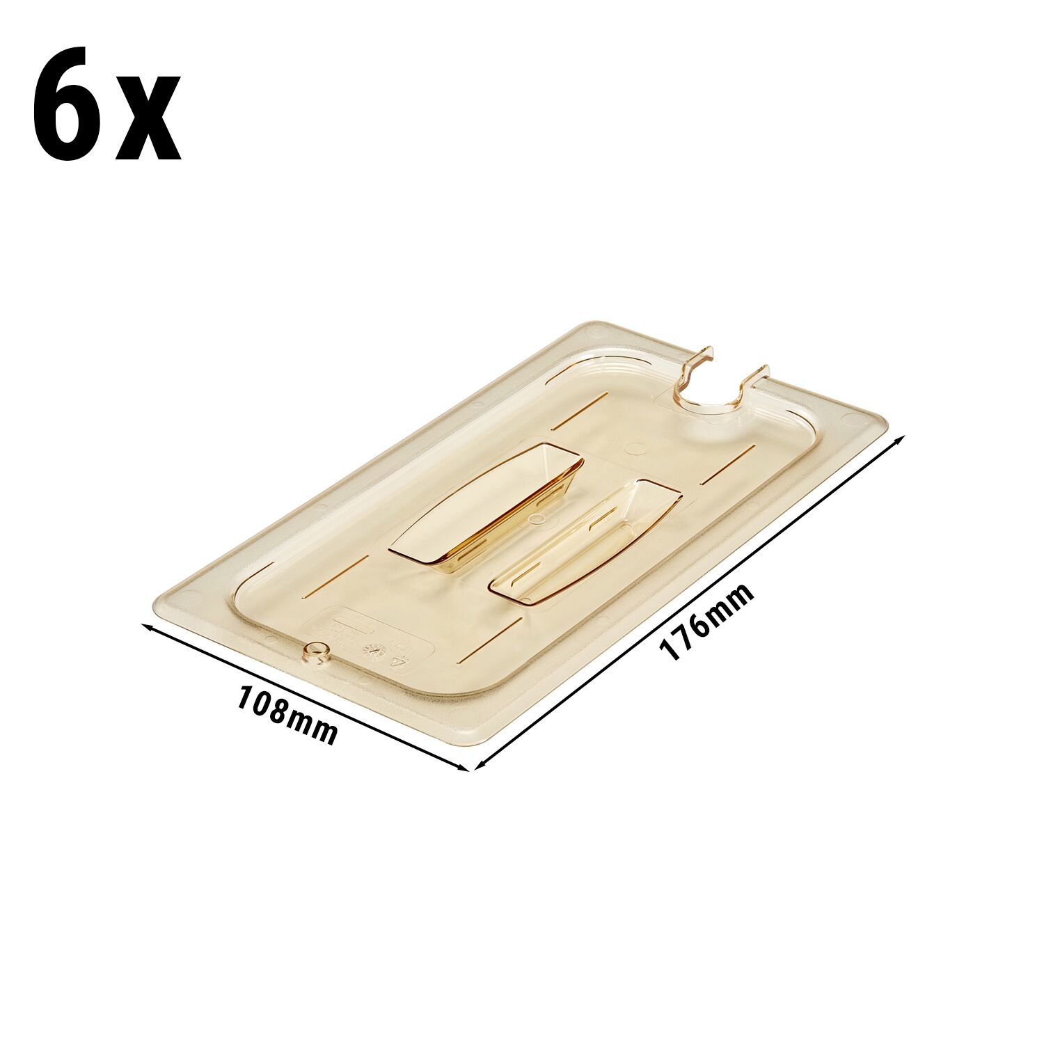 (6 Stück) CAMBRO | H-PAN™ -  Hitzebeständige GN-Flachdeckel 1/3 - mit Griff - Bernstein