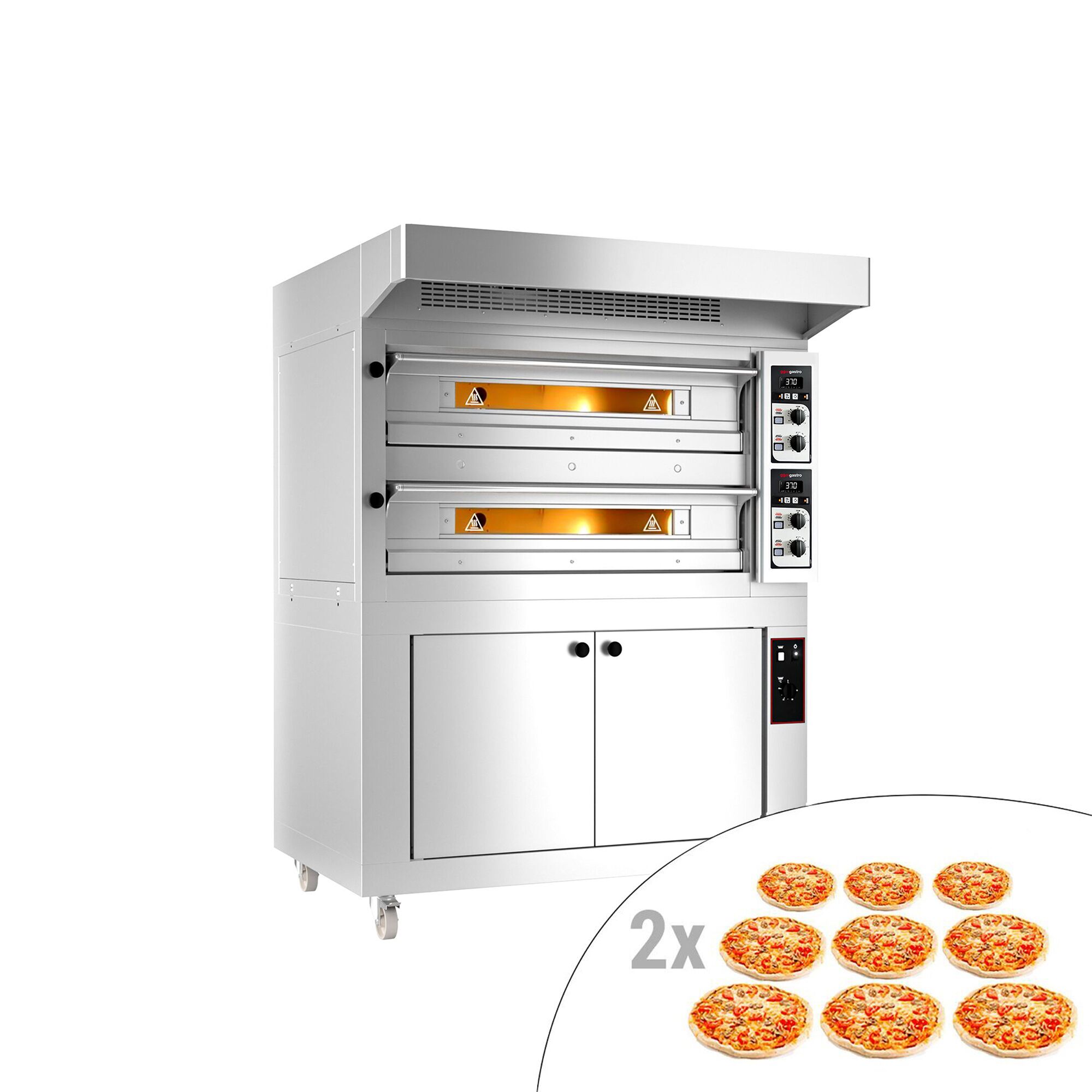 Four à pizza électrique - 9+9x 33 cm - Manuel - incl. hotte & armoire de fermentation