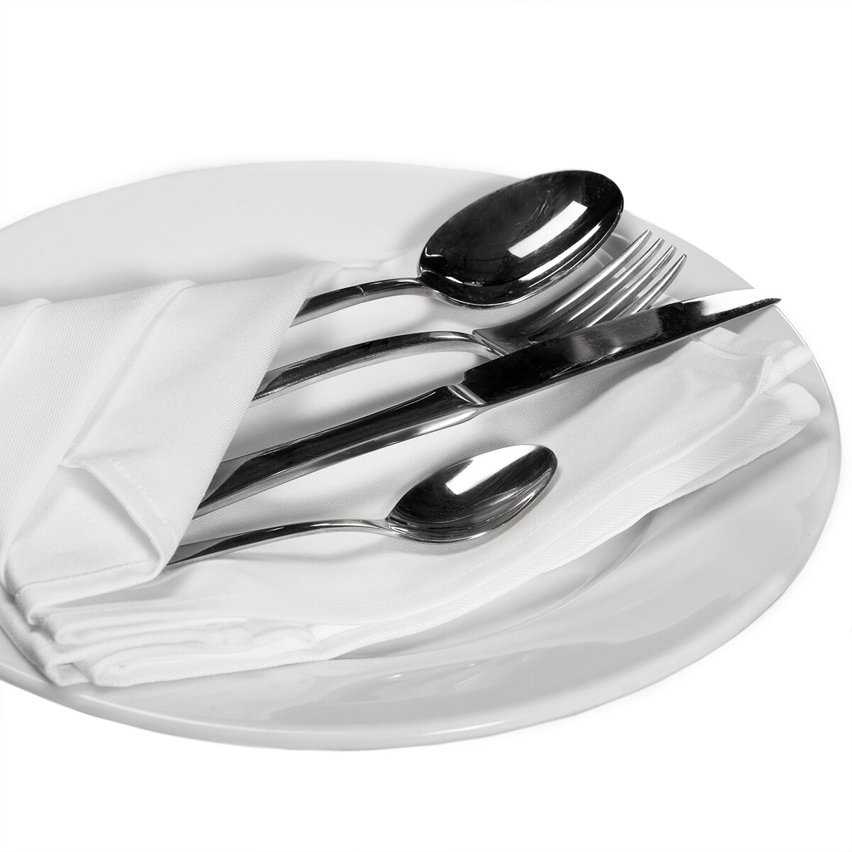 (50 pcs) Serviette de table satin uni en coton Porto - 50x50cm - Blanc