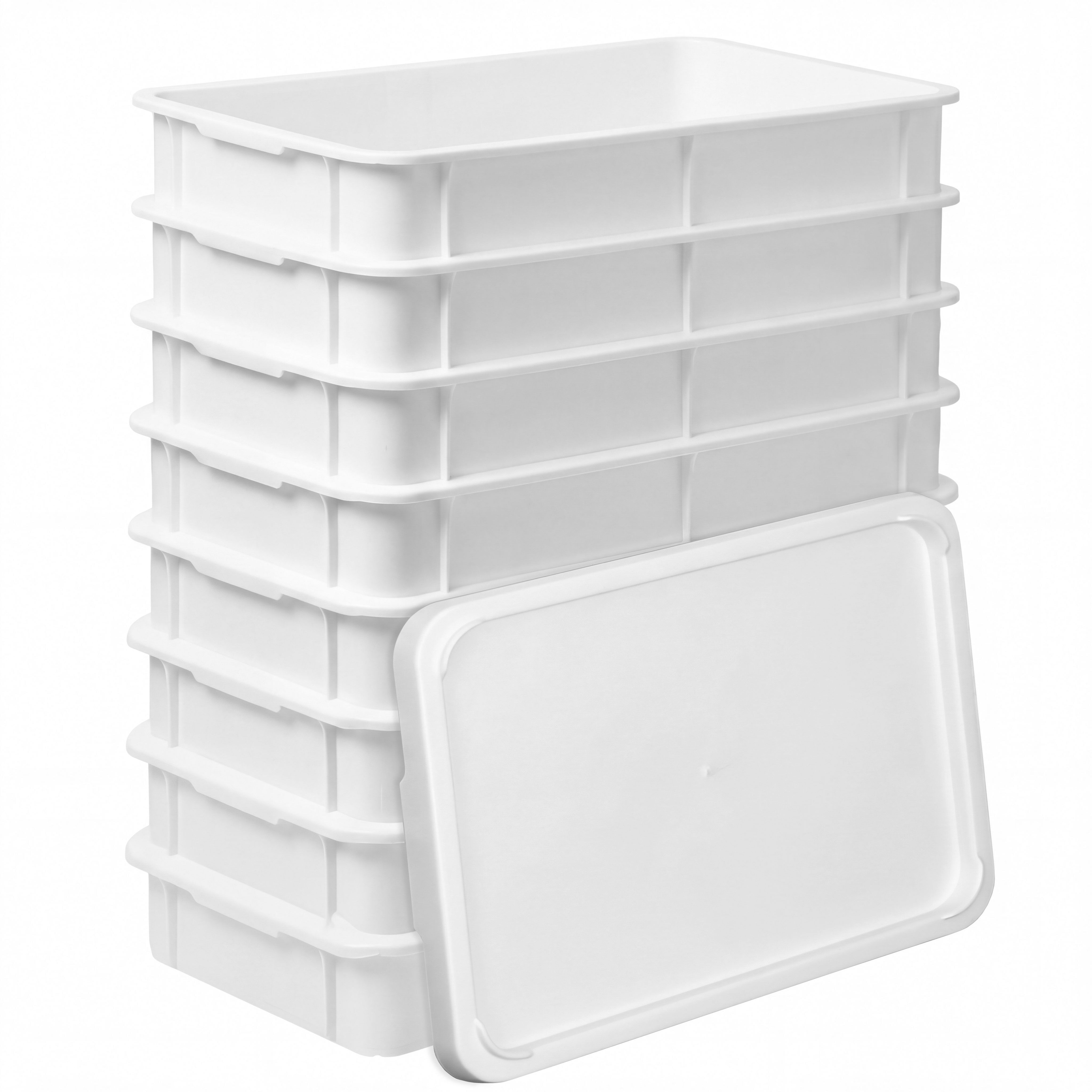 Bac à pâtons - Set - Professionnel - 8 bacs & 1 couvercle - EN 600x400 - Hauteur:100mm - Polypropylène - Blanc