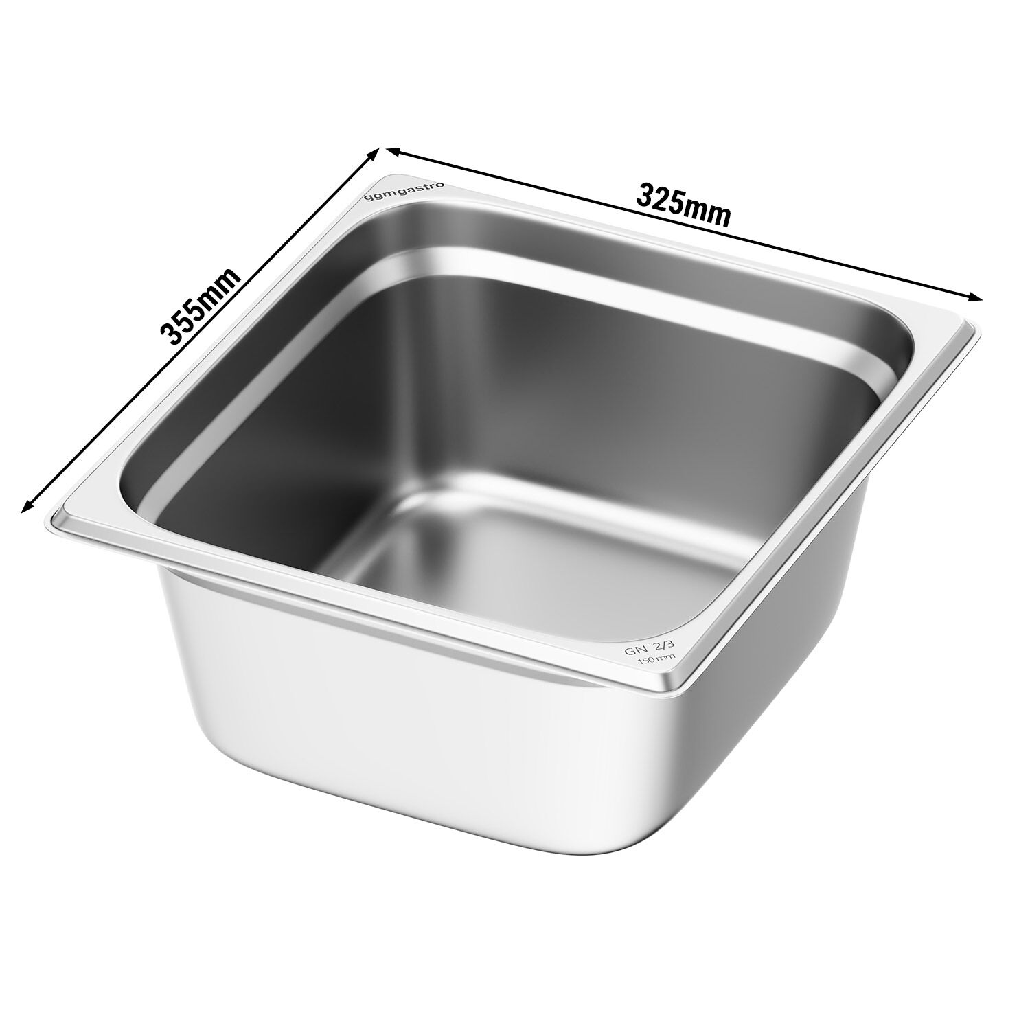 (6 pièces) Récipients en acier inoxydable GN 2/3 - Hauteur : 150mm
