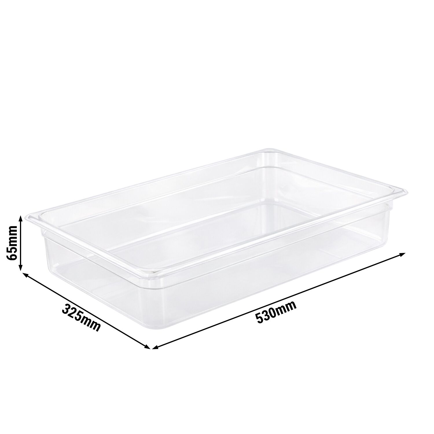 (6 pièces) Bac GN 1/1 en polycarbonate - Transparent - Hauteur : 65 mm