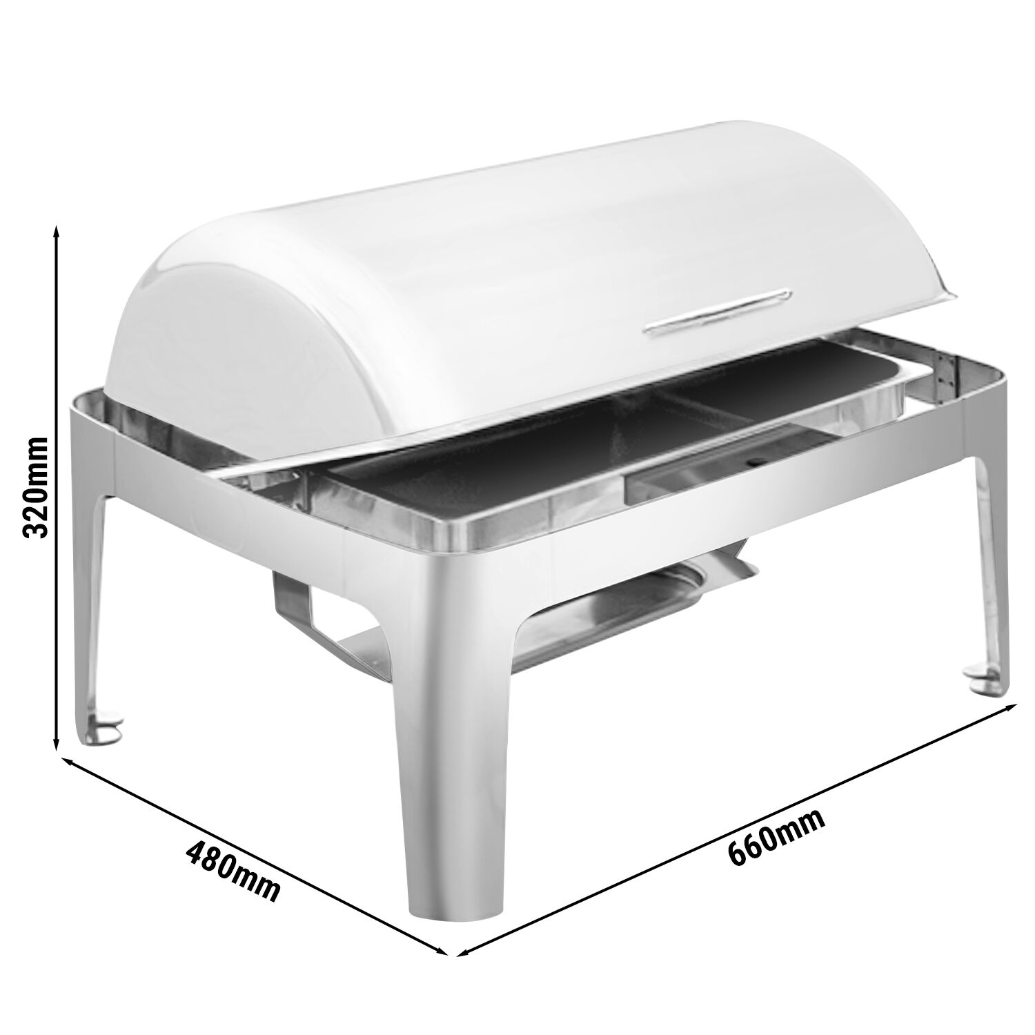 Chafing dish - Rond - avec couvercle roll top - 8.5L