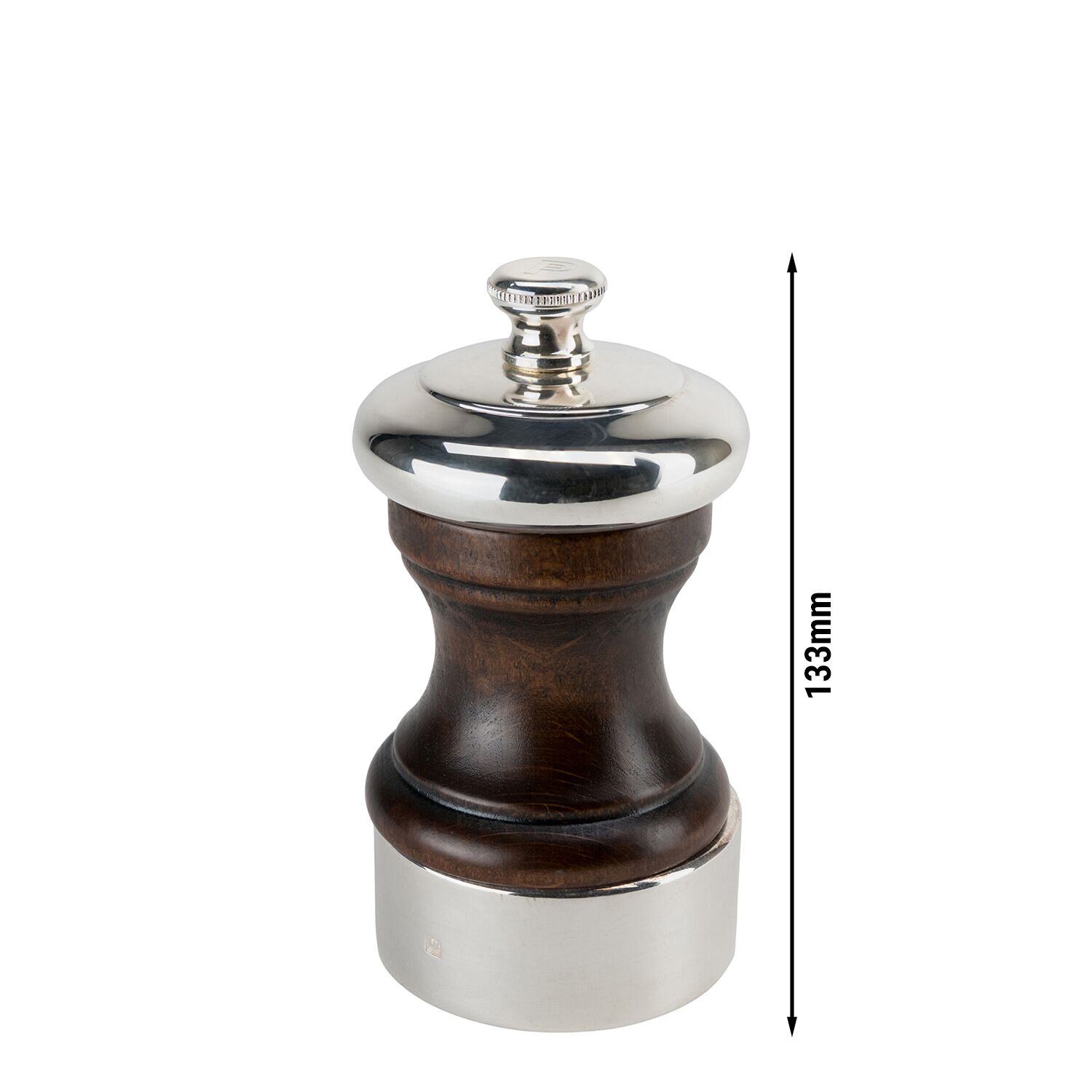 (2 pièces) PEUGEOT | PALACE – Moulin à sel – Bois / Argenté – Antique – Hauteur : 100 mm