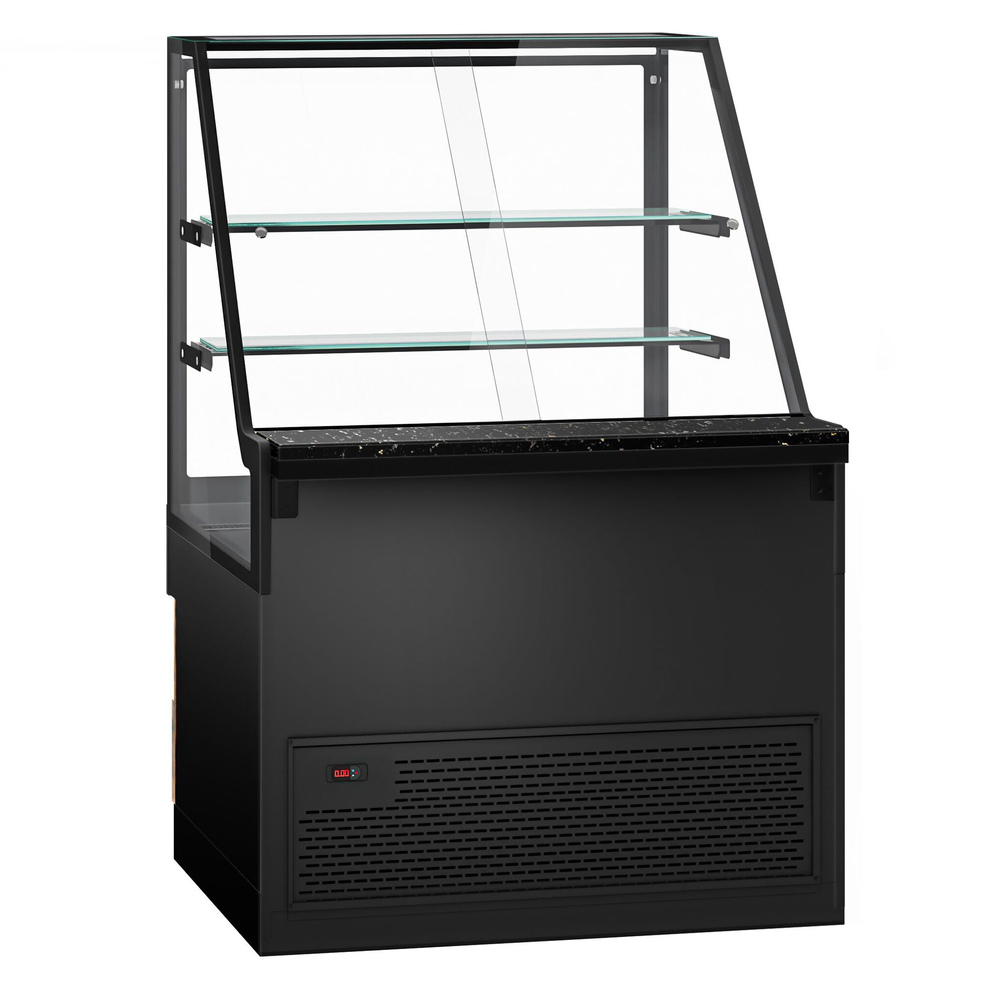Serve Over Counter TORONTO - 1000mm - double glazing - wood front - with 2 shelves - granite worktop