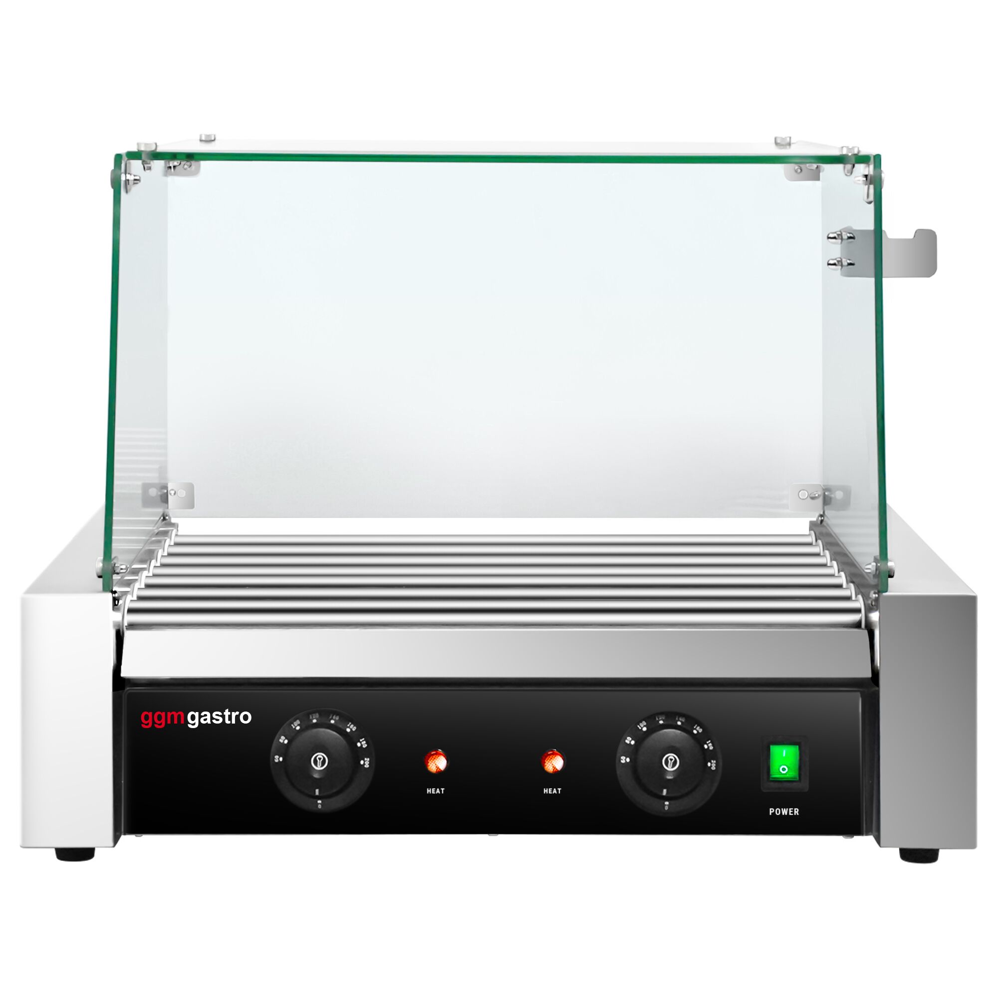 Grill do hot dogów - 7 rolek & z osłoną ze szkła hartowanego