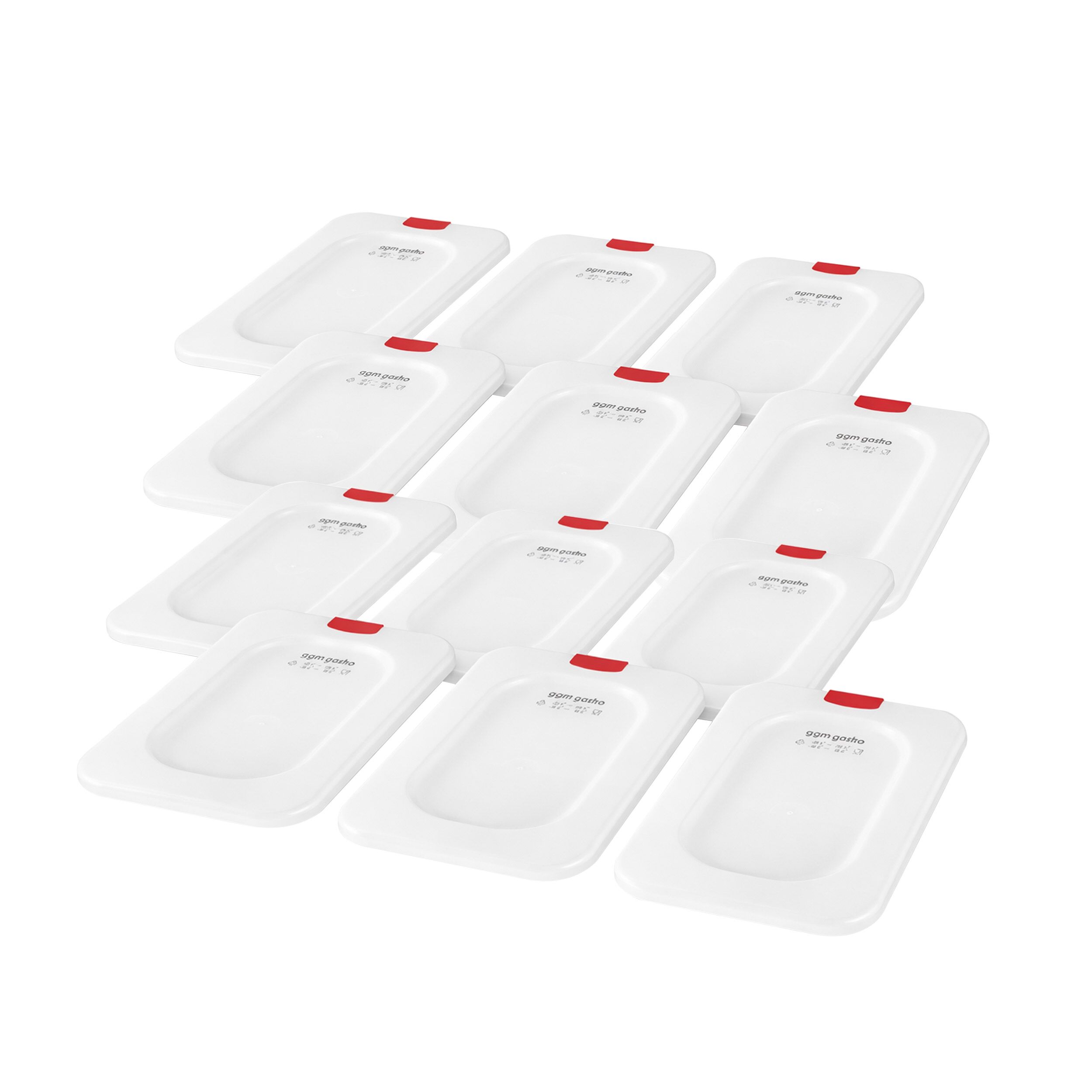(12 pièces) Couvercle GN en Polypropylène 1/6 - Transparent - 176 x 162 mm - Hauteur: 13 mm