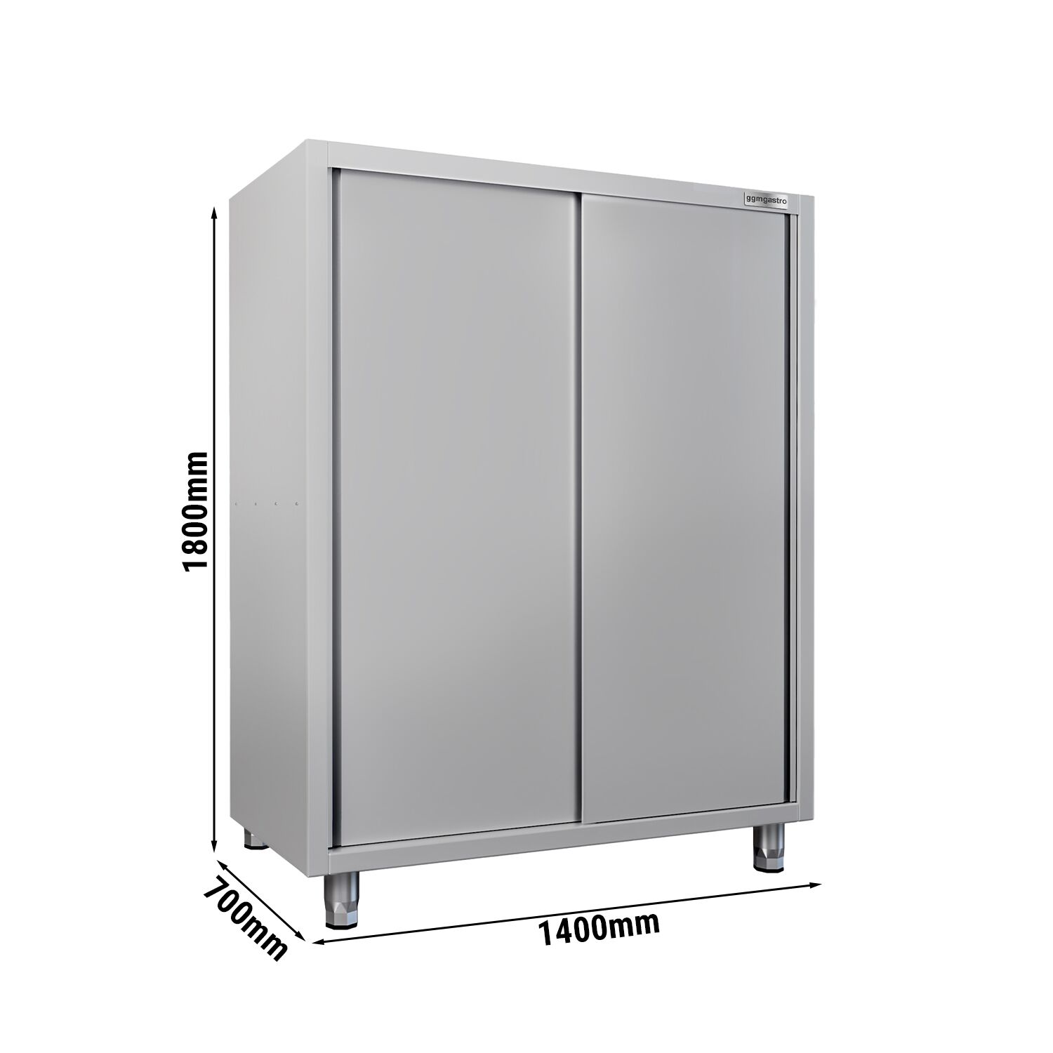 Armoire haute en inox ECO - 1400x700mm - 2 portes coulissantes - Hauteur: 1800mm