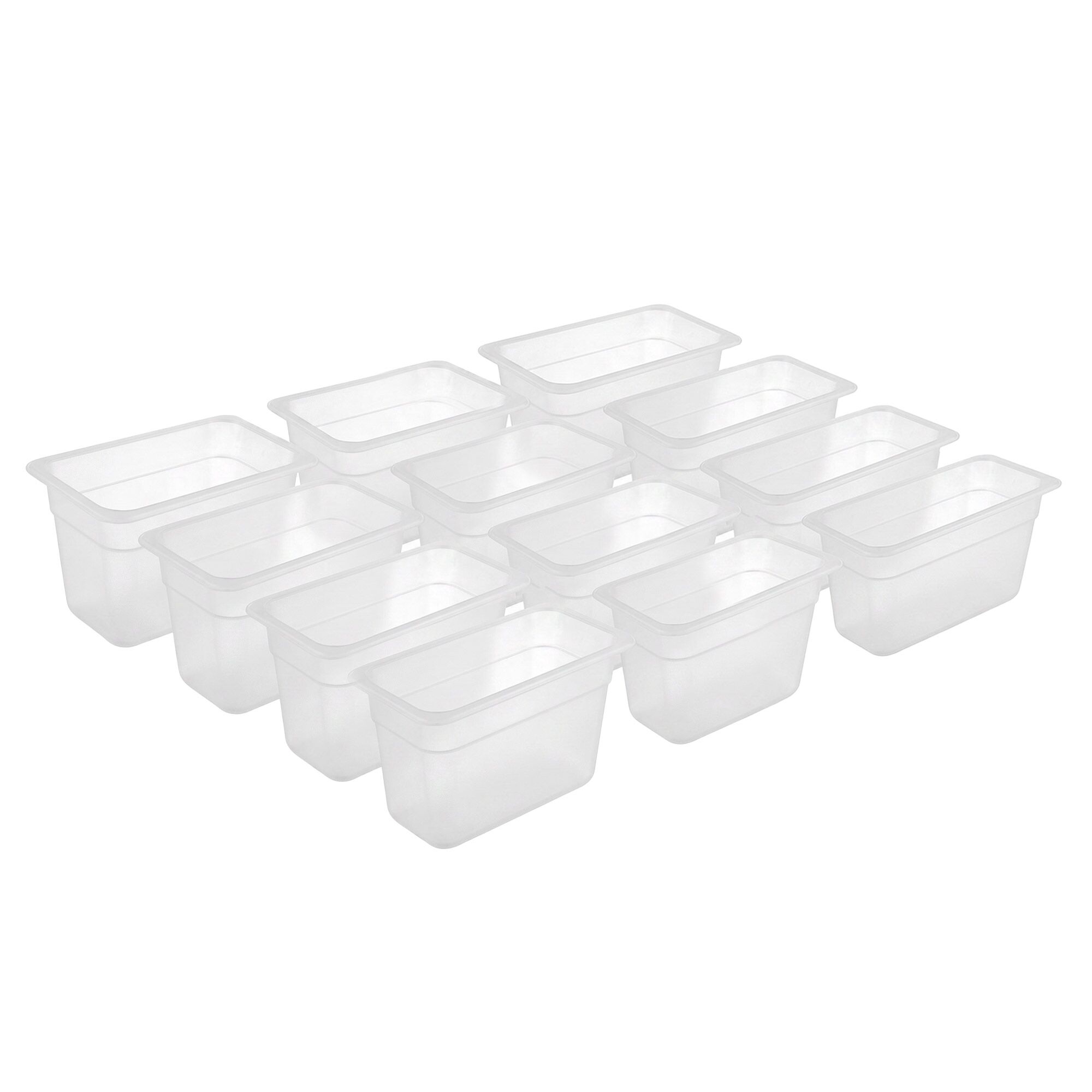 (12 pièces) Bac en Polypropylène - GN 1/9 - Translucide - 0,85 L - Hauteur : 100 mm