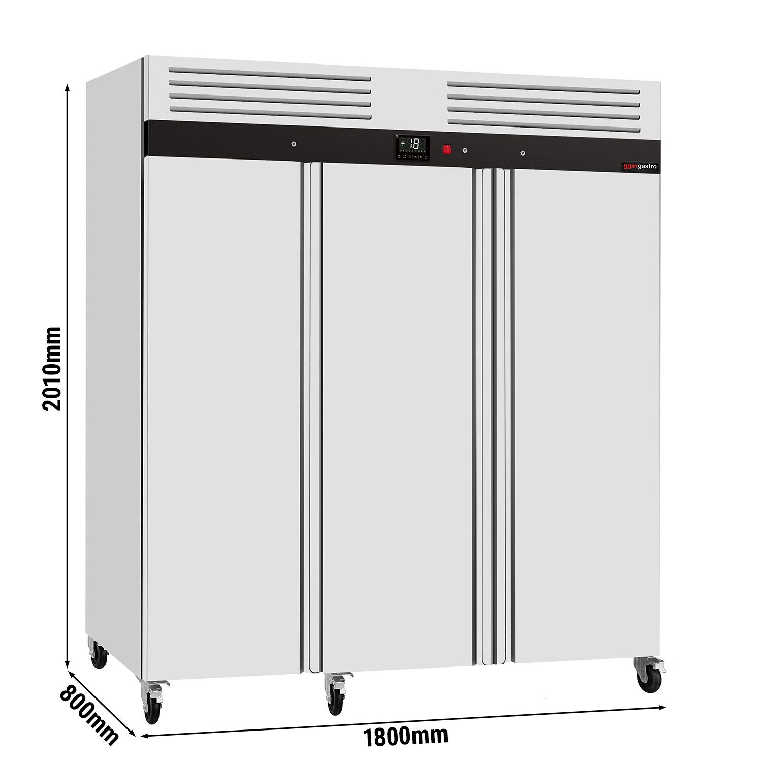 Dik Tip Derin Dondurucu ECO - Paslanmaz Çelik (AISI 430) - 2100L - 3 Kapı & Kilit, Tekerlekler - R290 Soğutucu Gaz