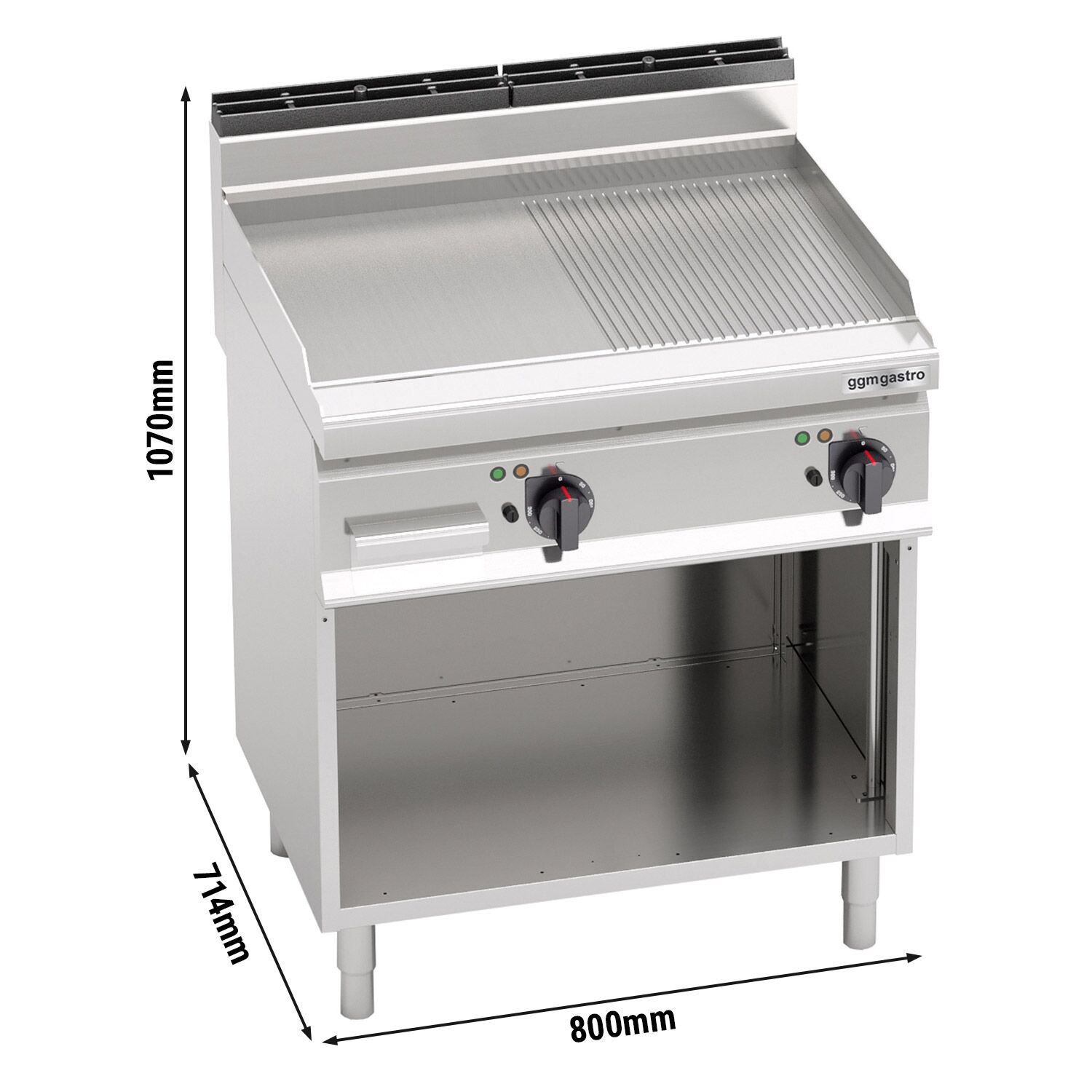 Elektro Bratplatte - 9,6 kW - Glatt & Gerillt