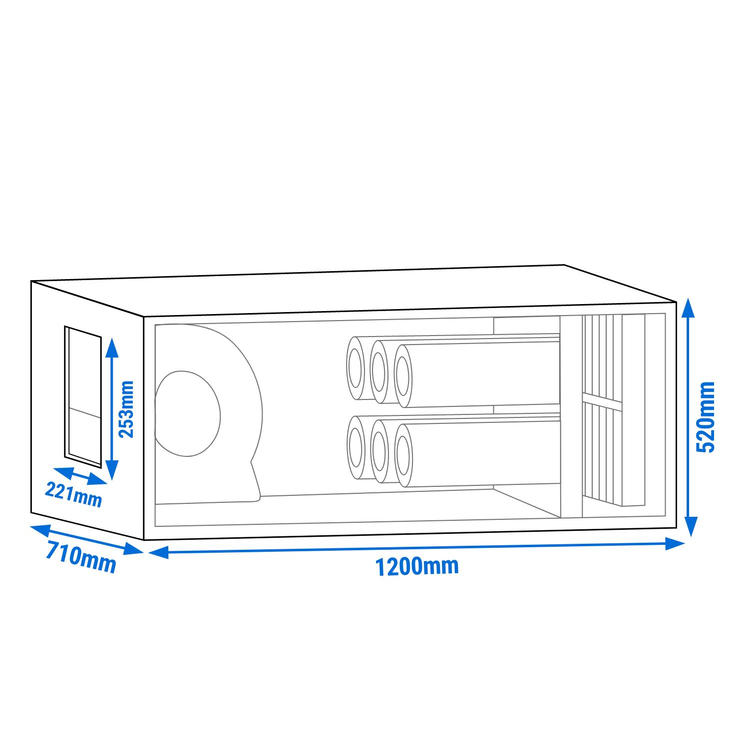 Système de purification d’air extrait avec moteur – 2 000 m³/h – taux de séparation 70 % – avec préfiltre et filtre à charbon actif