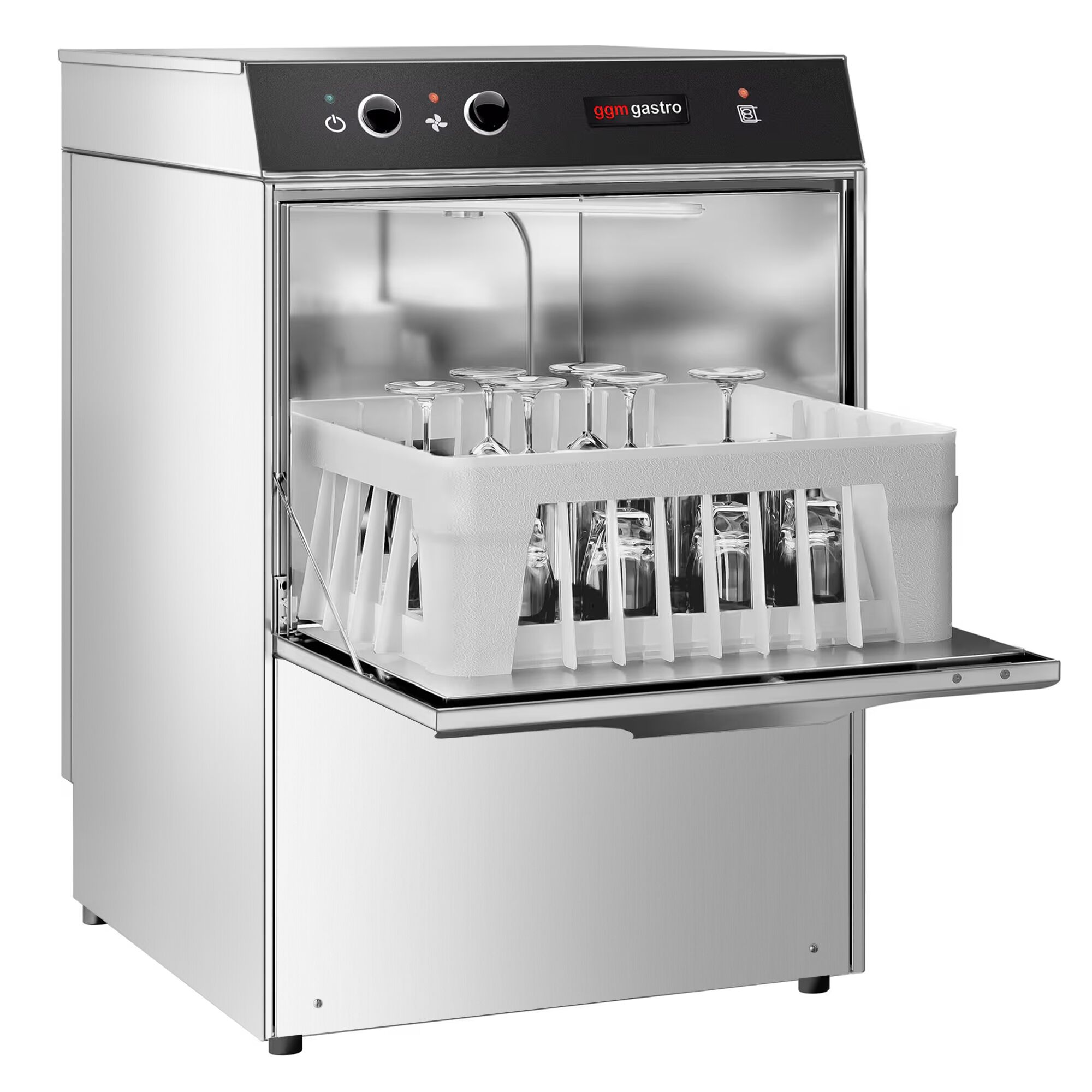 Glazenspoelmachine - 40x40cm - Mechanisch - 2,97kW - met wasmiddeldoseerpomp & naglansmiddeldoseerpomp
