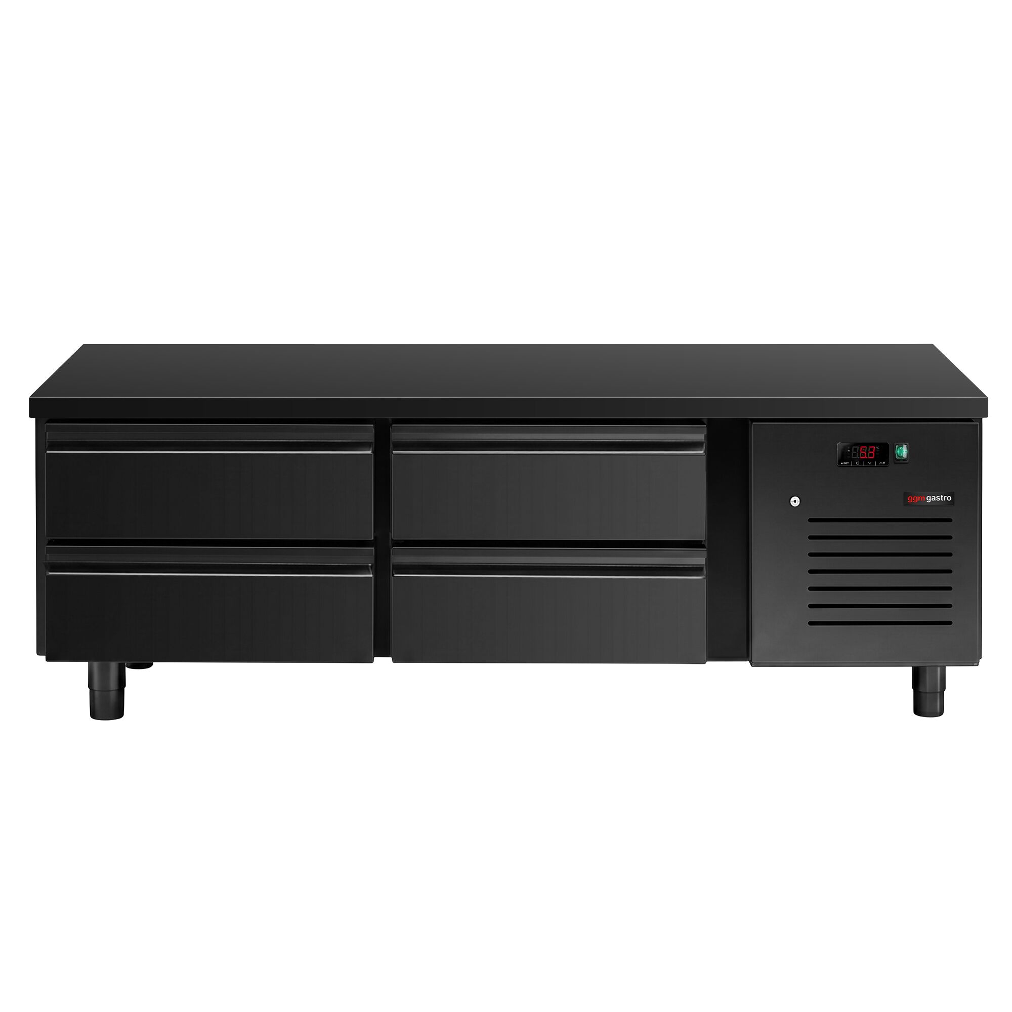 Meuble bas réfrigéré - 1600mm - 191 litres - 4x GN 1/1 tiroirs - noir mat