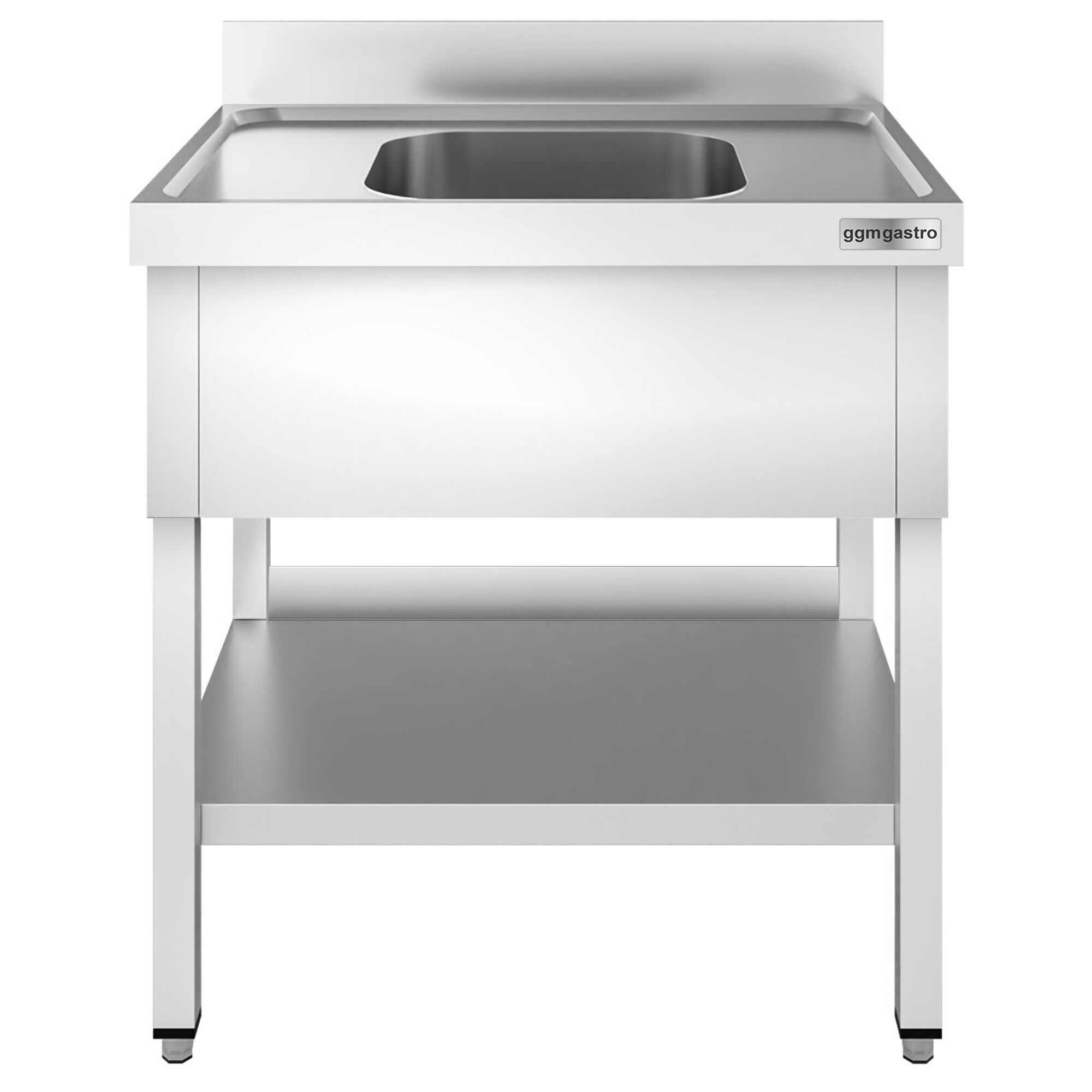 Plonge en inox PREMIUM - 800x700mm - avec étagère basse - 1 bac au centre
