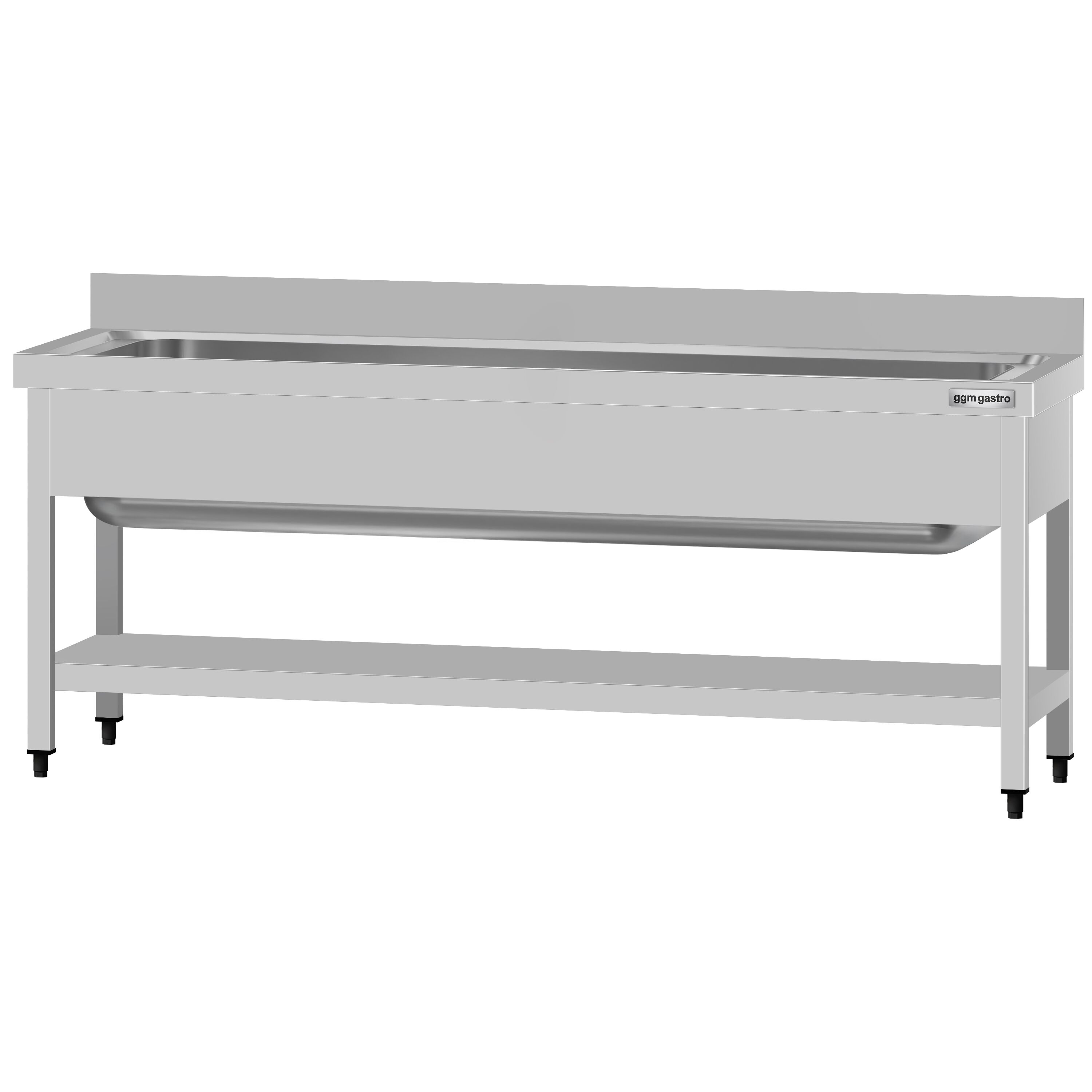 Plonge à marmites en inox ECO - 1800x700mm - avec étagère basse & 1 bac