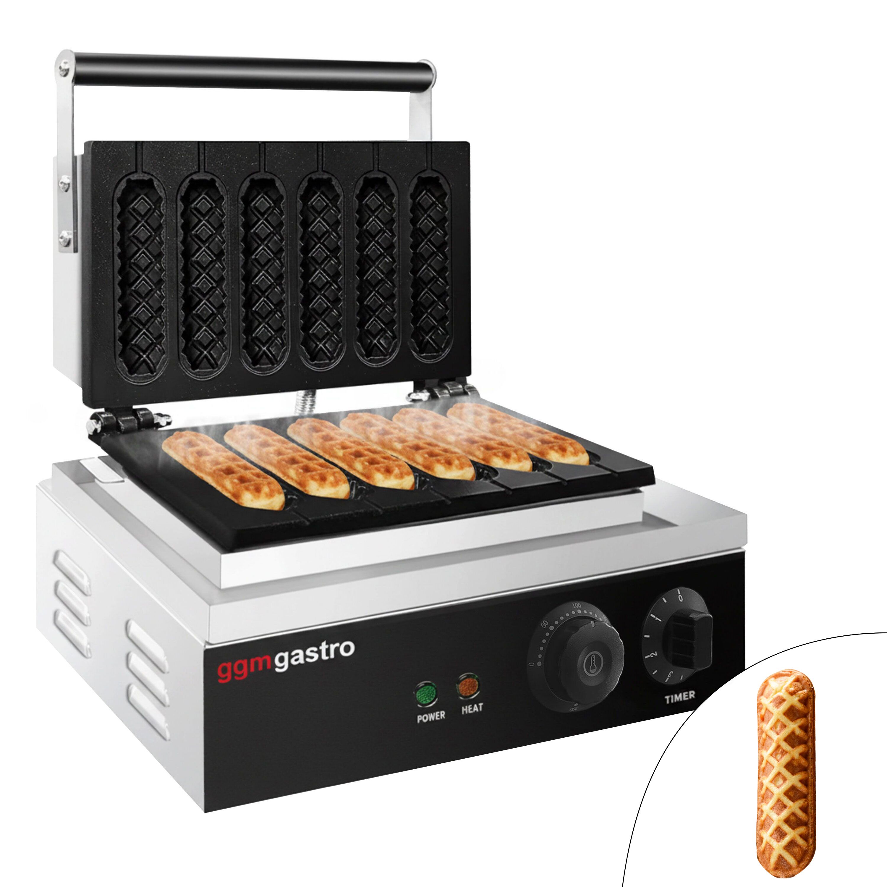 Gaufrier / appareil à corn dog – simple – manuel – 1,55 kW – Forme : gaufre sur bâtonnet