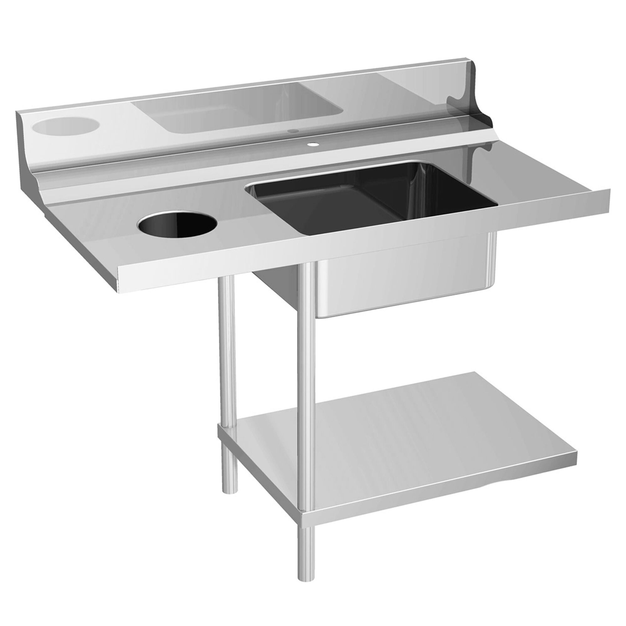 Table d’entrée pour lave-vaisselle - 1200mm - Montage à gauche - avec 1 bac & goulotte à déchets - pour DS430 Série