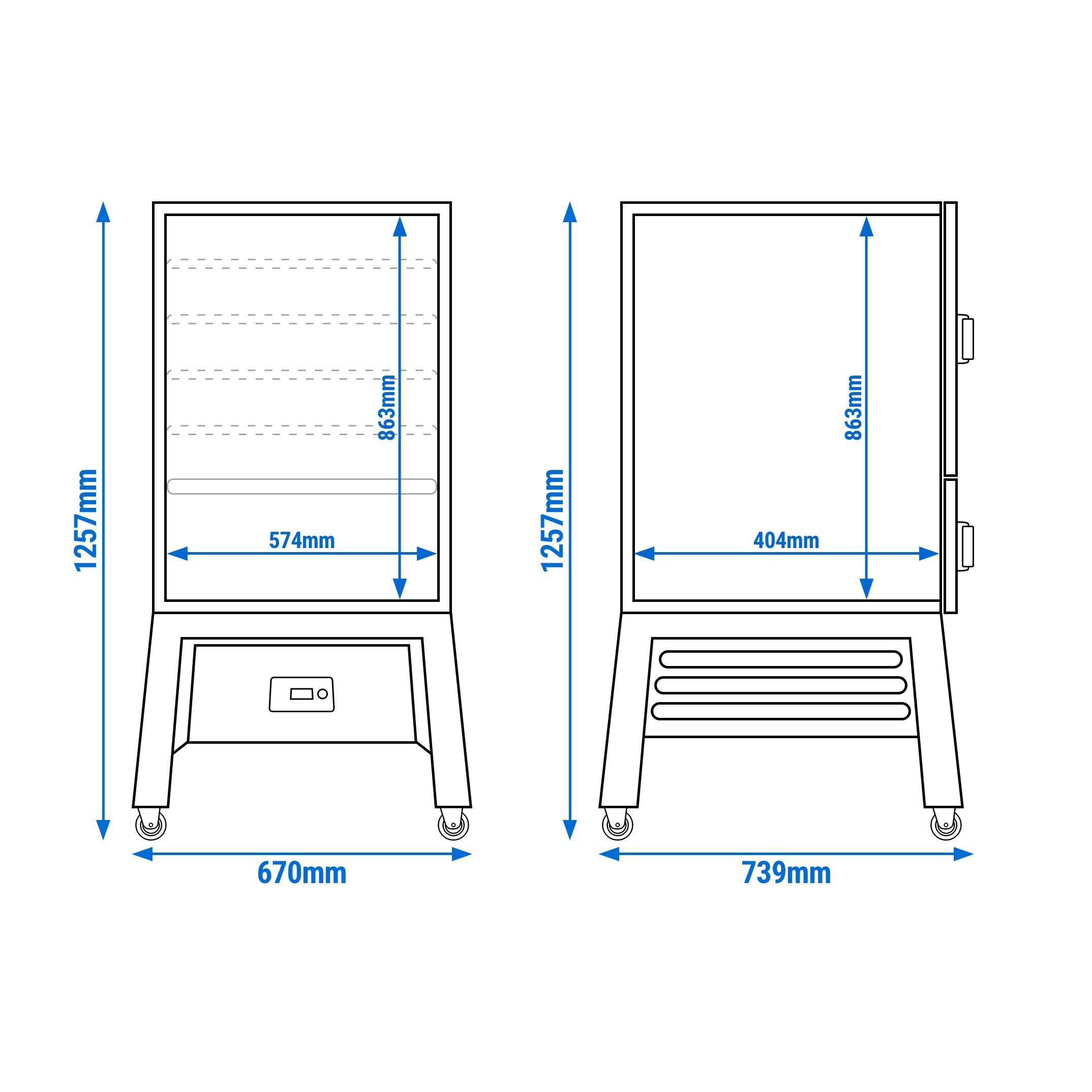 Fumoir électrique professionnel - Commande électronique - avec 4 étagères - 670x739mm - sur roulettes - Noir - fumage à chaud et à froid