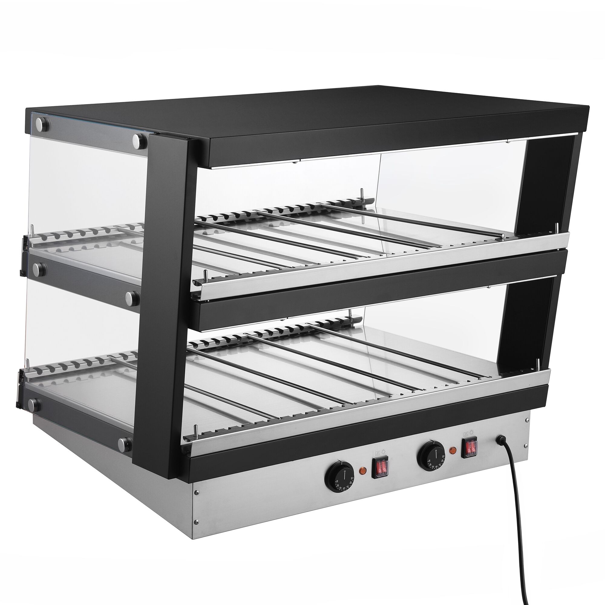 Vitrine chaude - 800mm - 1,16kW - avec 2 étagères - Noir