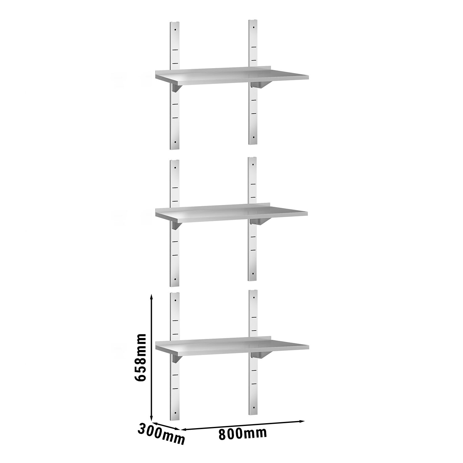 Étagère murale PREMIUM - 800 x 300 mm - avec 3 niveaux
