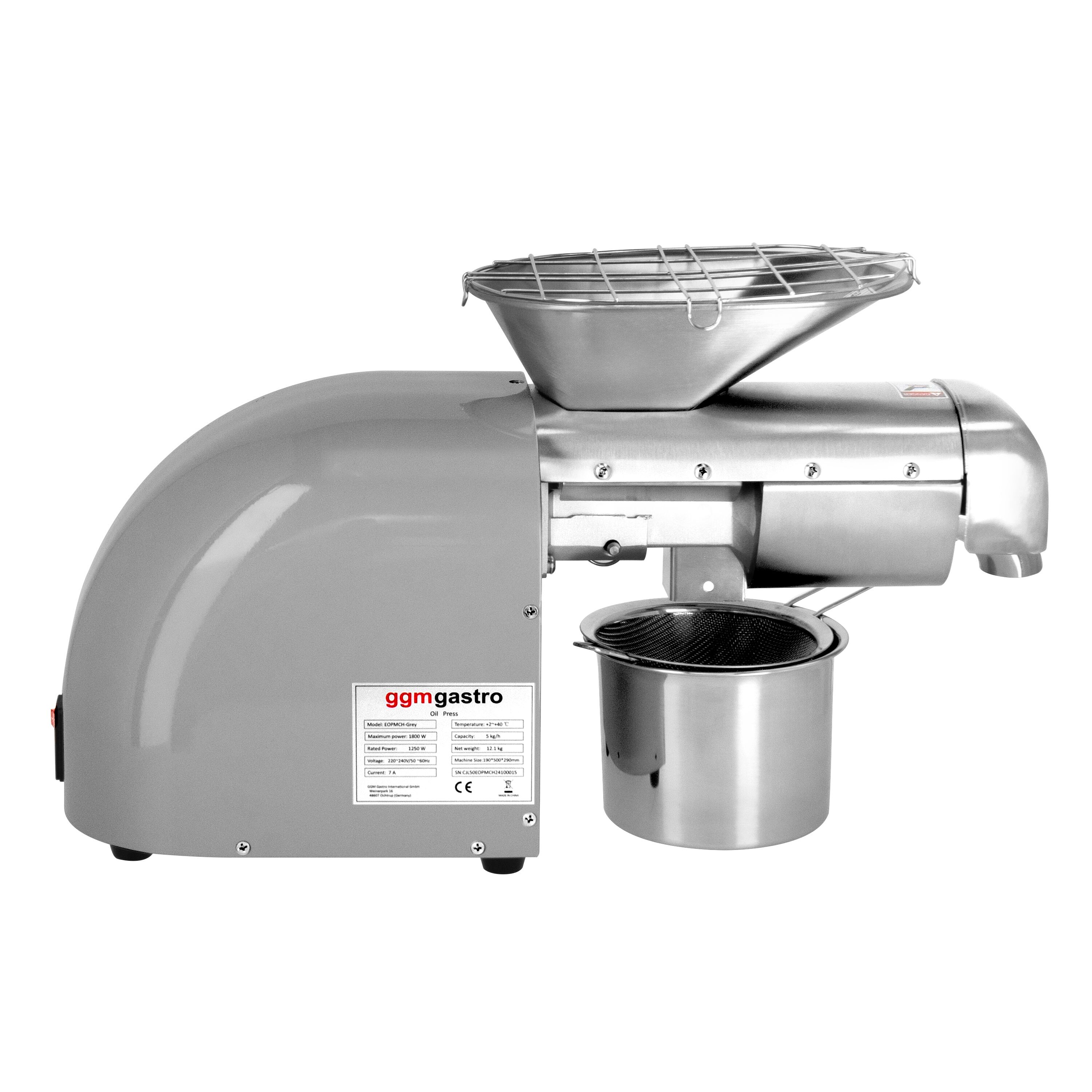 Presse à huile électrique - Gris - 1,8kW - 5-8kg/h