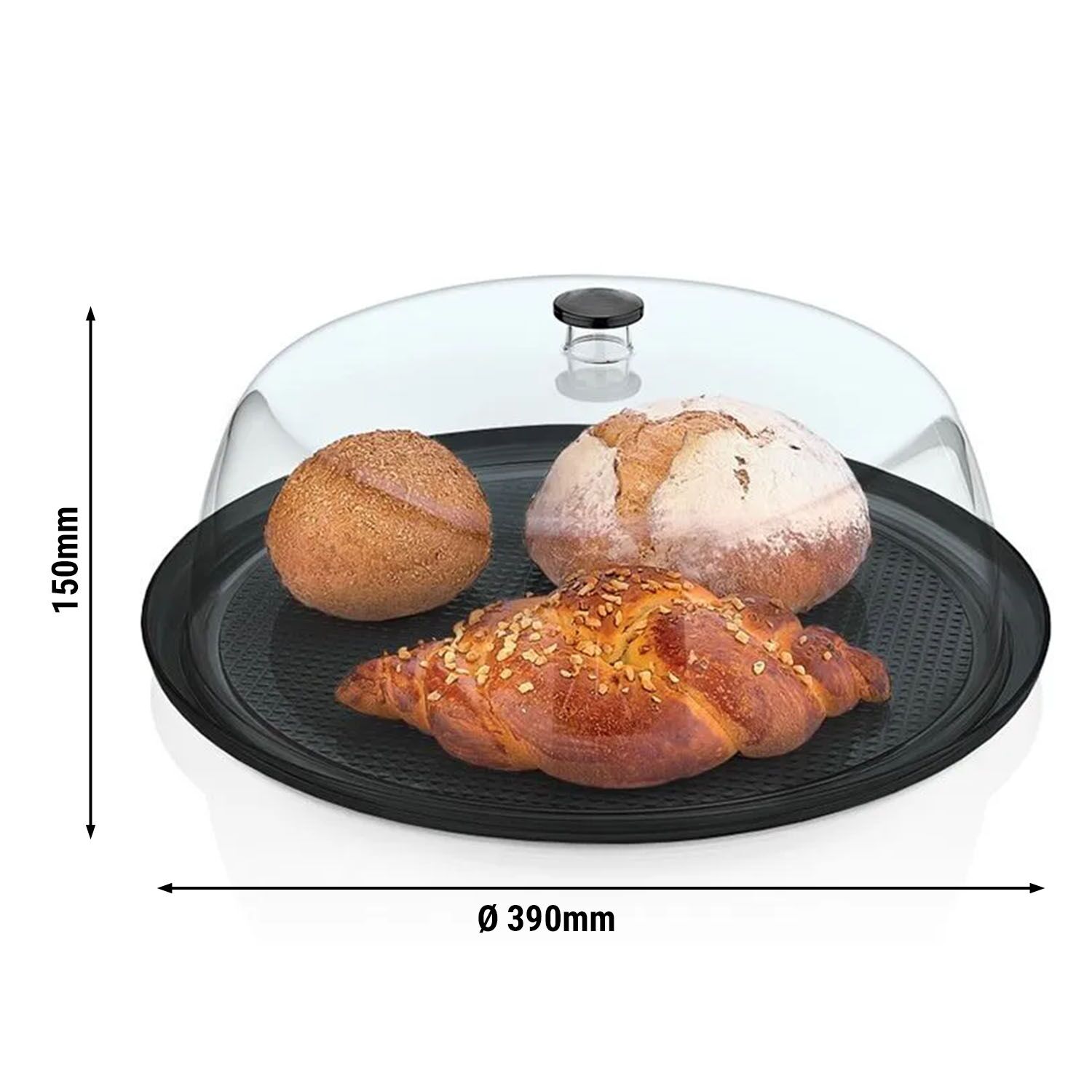 Cloche de présentation - Dôme - Polycarbonate - 390x390mm - Hauteur:150mm - rond