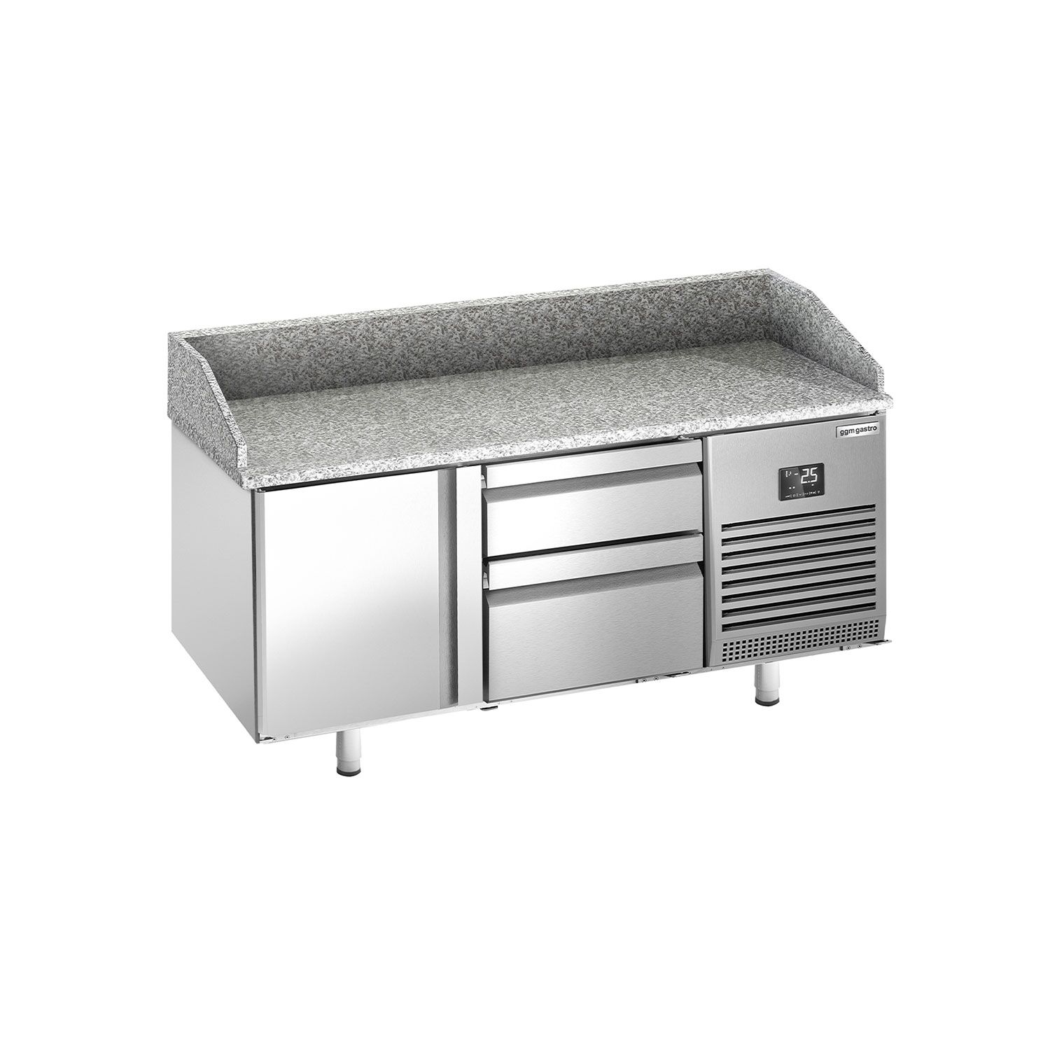 Table réfrigérée à pizza Premium PLUS - 1490 x 700 mm - avec 1 porte et 2 tiroirs