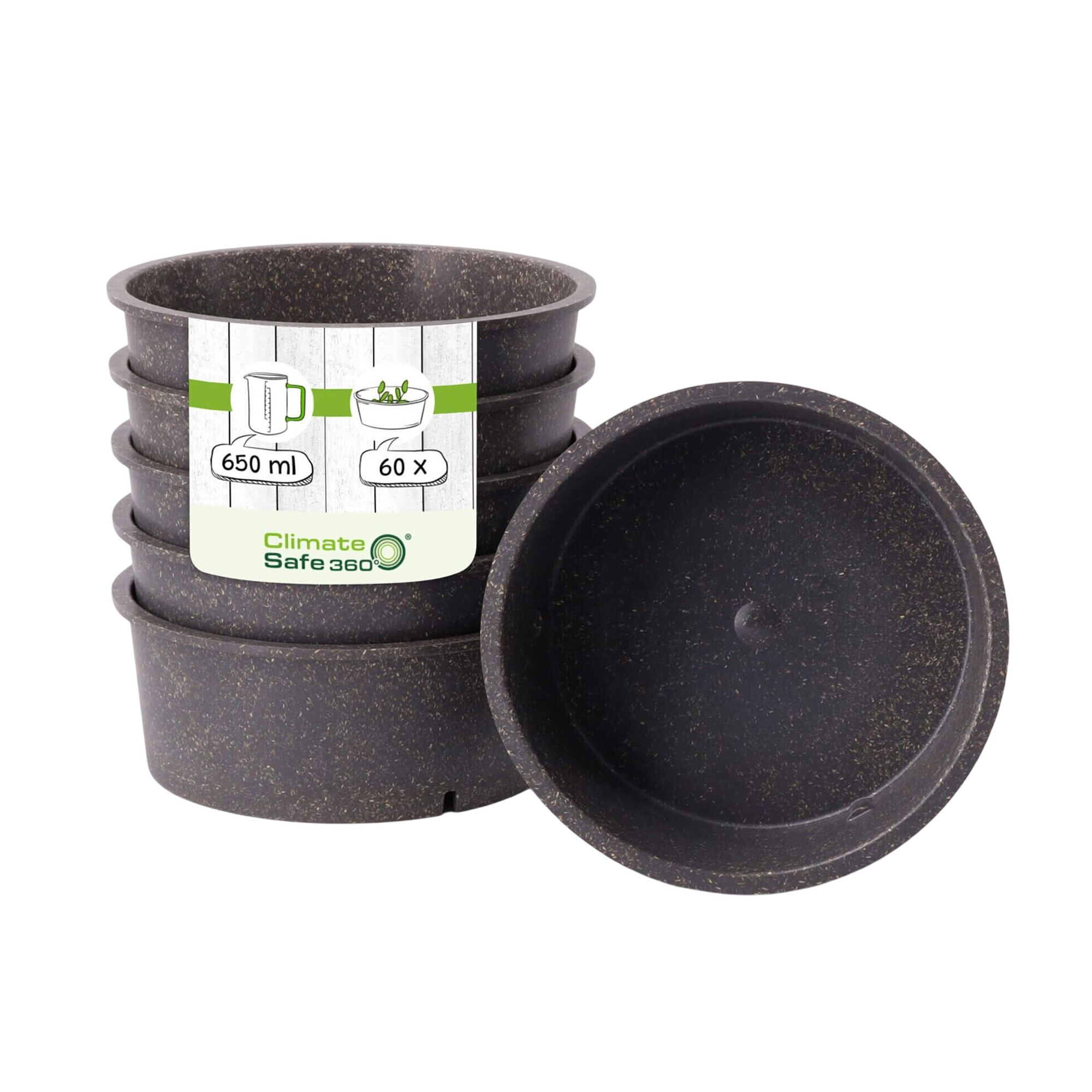 (60 pcs) Bol à salade - Bio-compound - 650ml - Ø 150mm - Profondeur : 60mm - Gris