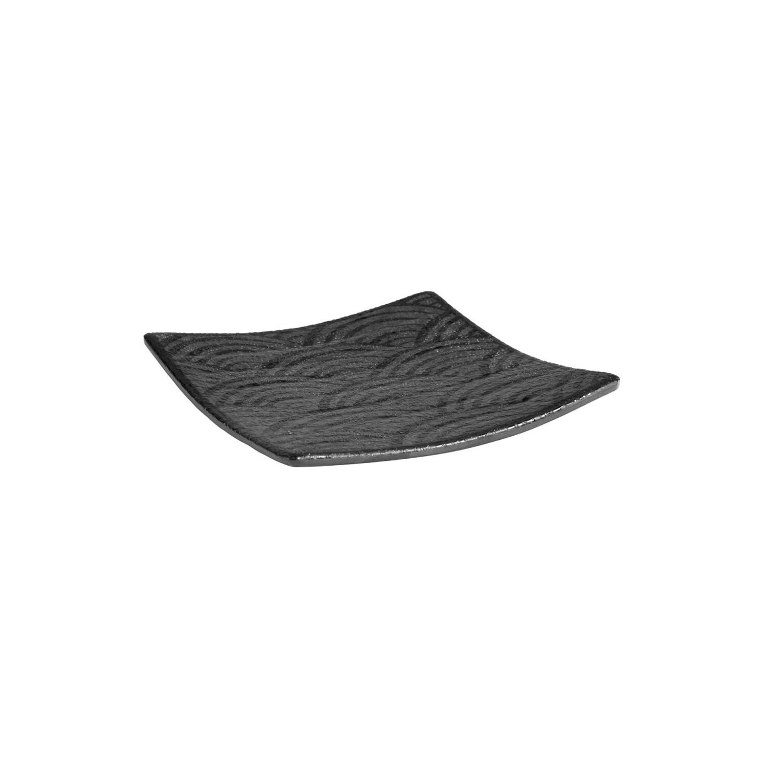 (6 pcs) Plateau de présentation - DARK WAVE - Mélamine - 140x140mm - Hauteur:20mm - Noir - empilable, compatible lave-vaisselle