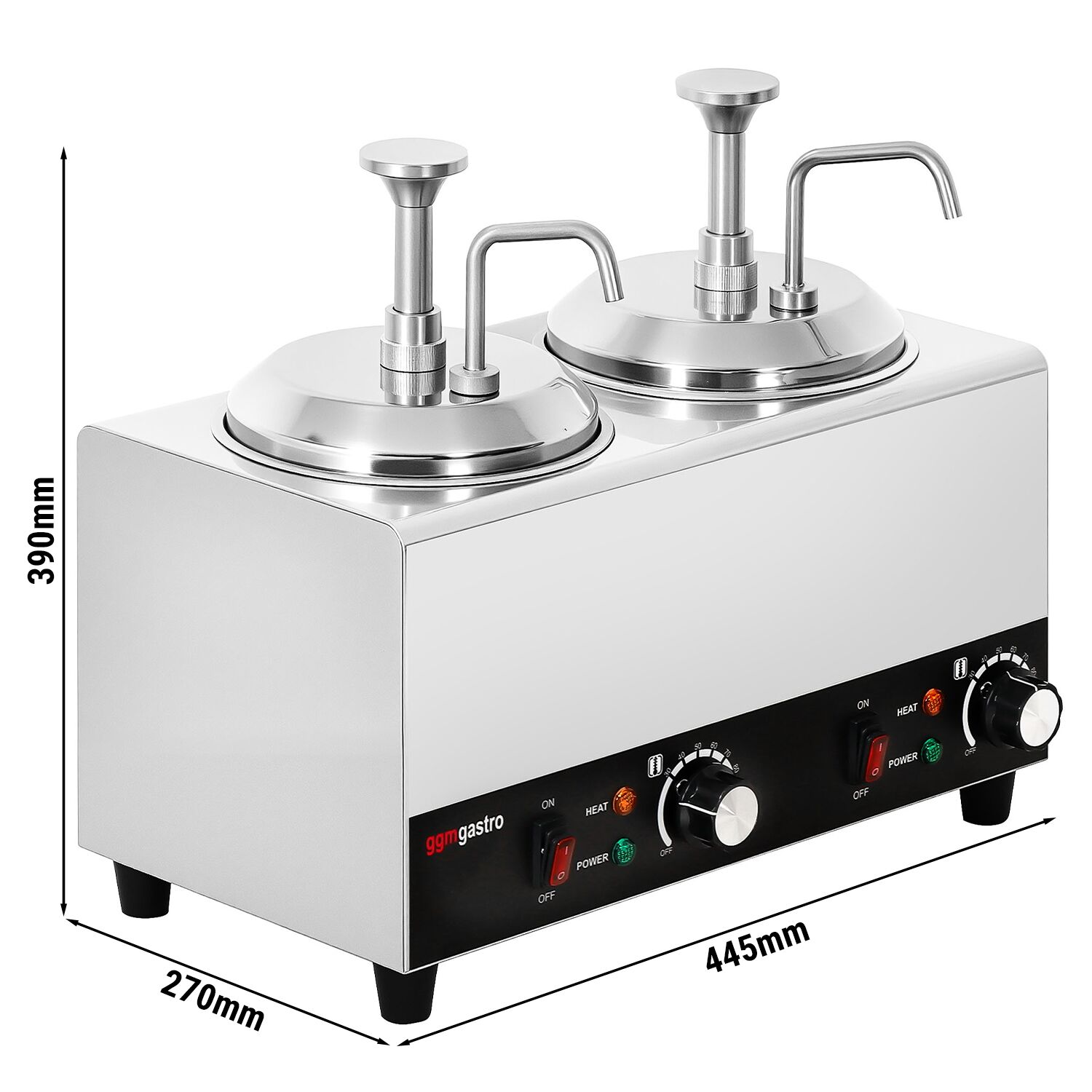 Distributeur de sauces chauffant - 1,2 kW - 2x 1,7 litres - incl. insert