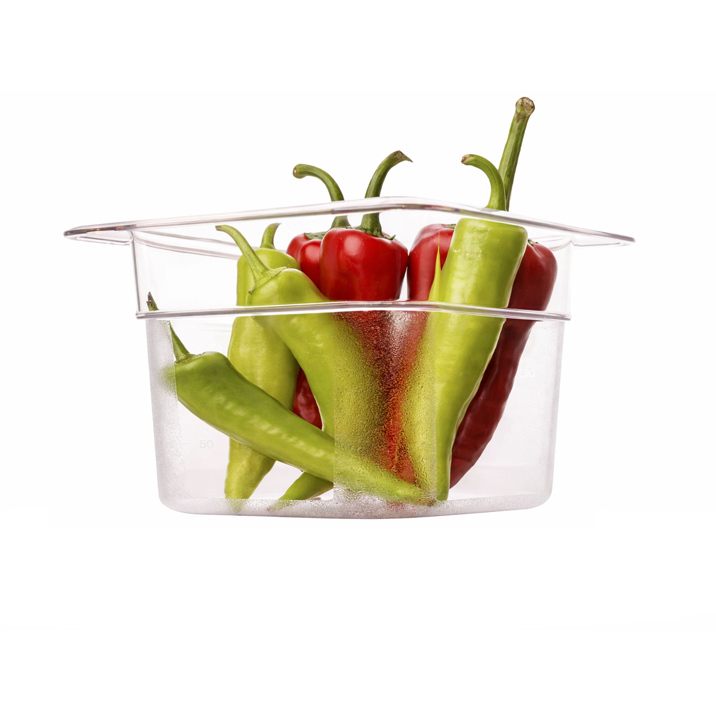 (6 pièces) Bac en Polycarbonate GN 1/6 - Transparent - Hauteur : 65 mm
