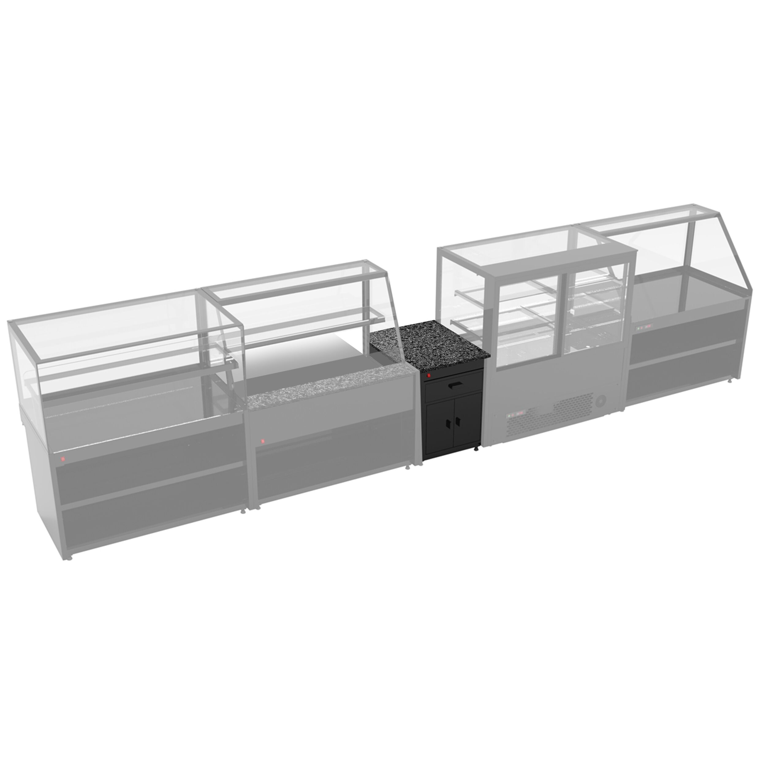 Till Counter TORONTO - 900mm - Black front panel - Black granite worktop