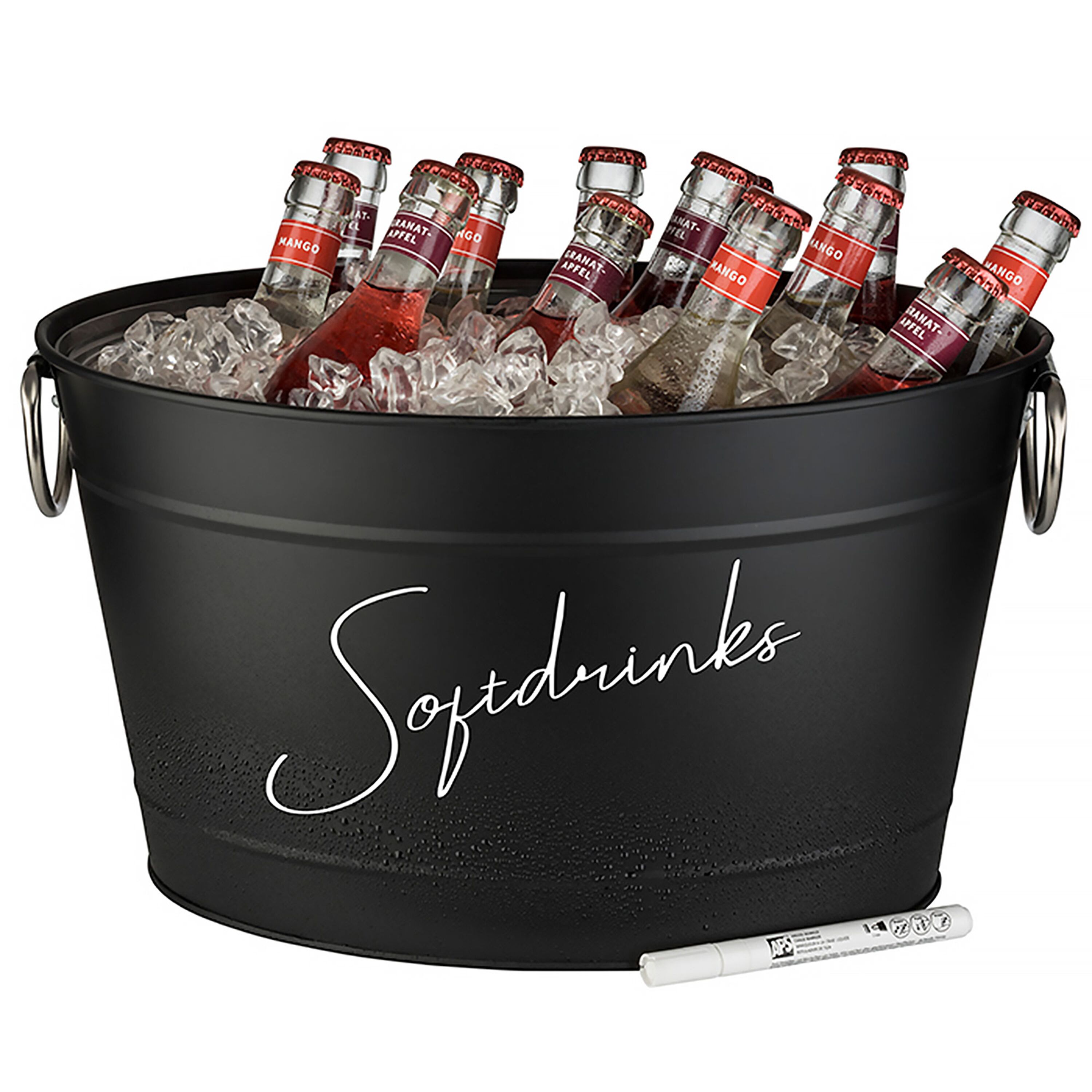 Vasque à bouteilles - TIN - Métal galvanisé - 11 litres - Noir - avec bac intérieur plastique