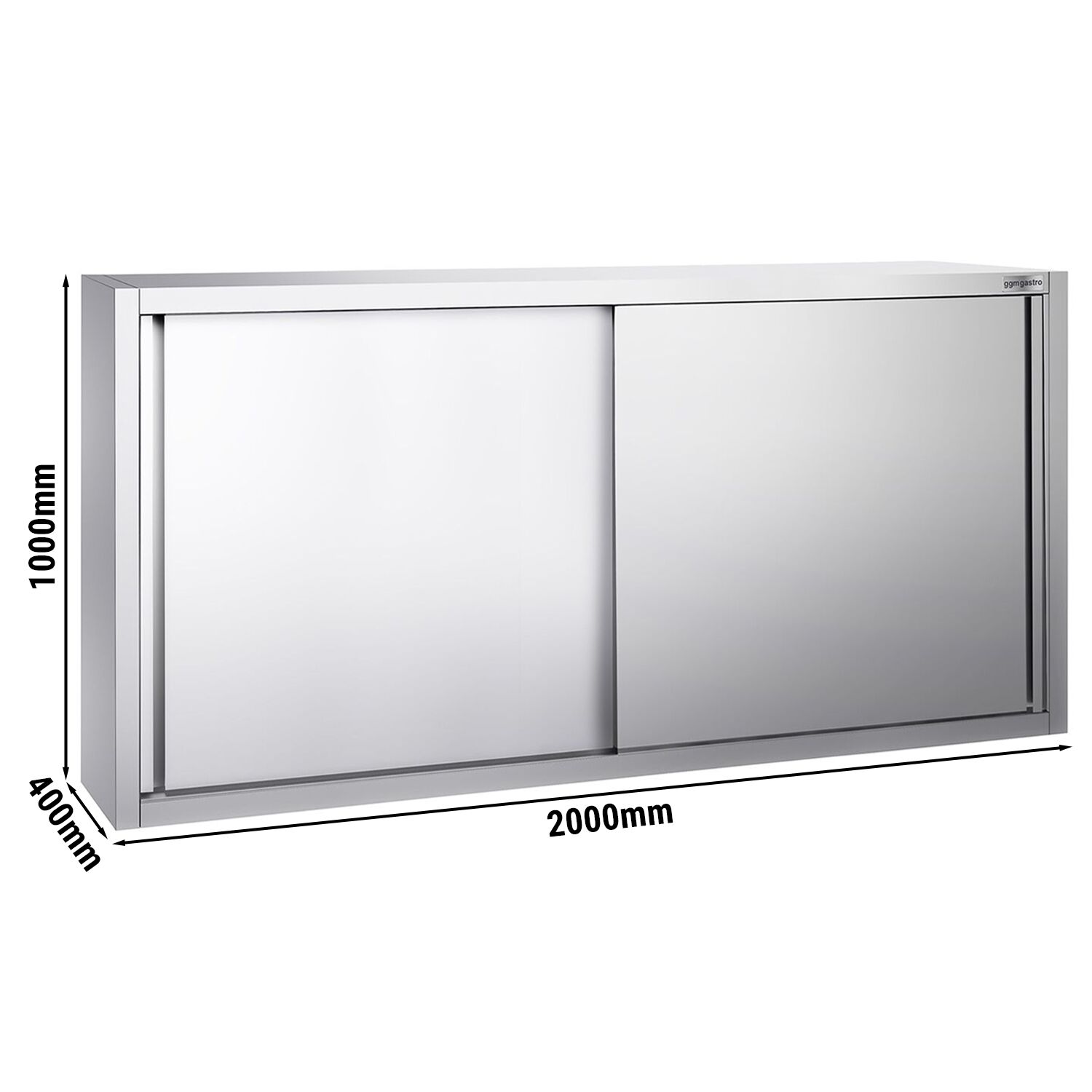 Armoire murale en acier inoxydable PREMIUM - 2000x400mm - avec portes coulissantes - 1000mm de haut