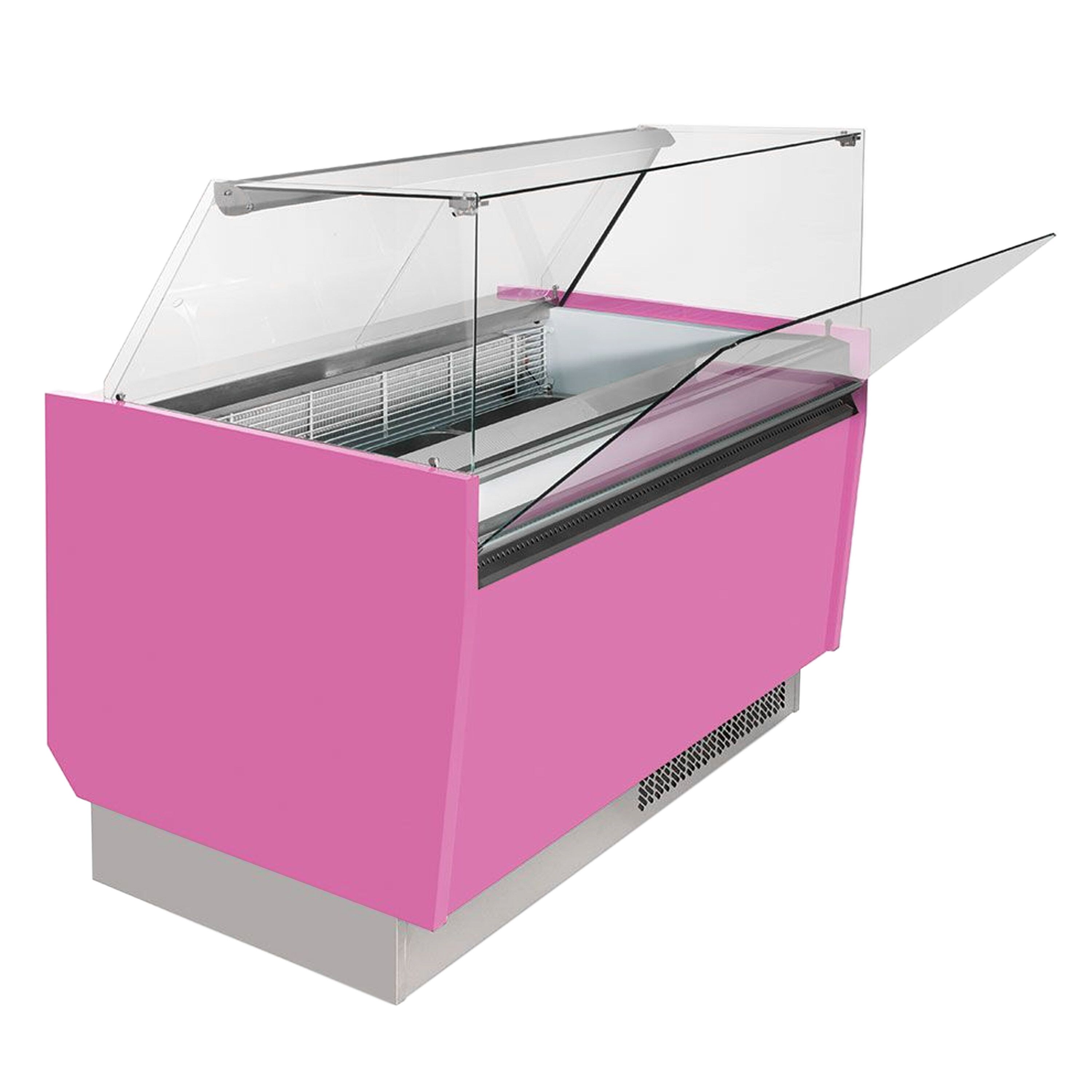 Vitrine à glace LIAM – 1310 mm – refroidissement statique – pour 10+10 bacs à glace de 5 litres – Rose