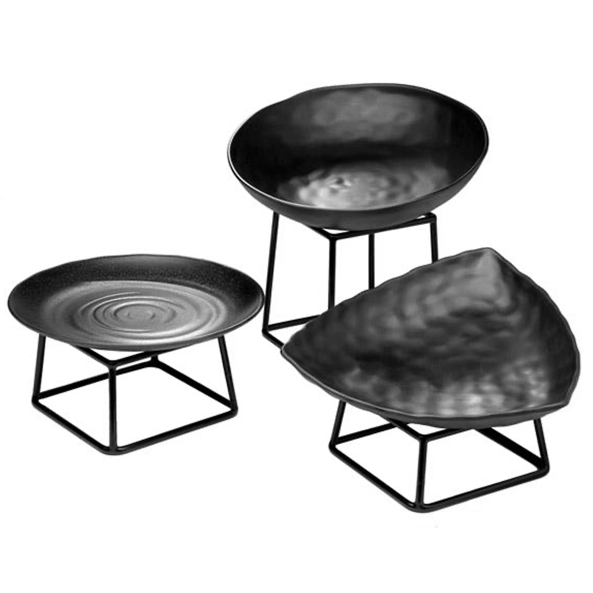 (6 pcs) Plateau de présentation - ZEN - Mélamine - Ø280mm - Hauteur:30mm - Noir - compatible lave-vaisselle, empilable